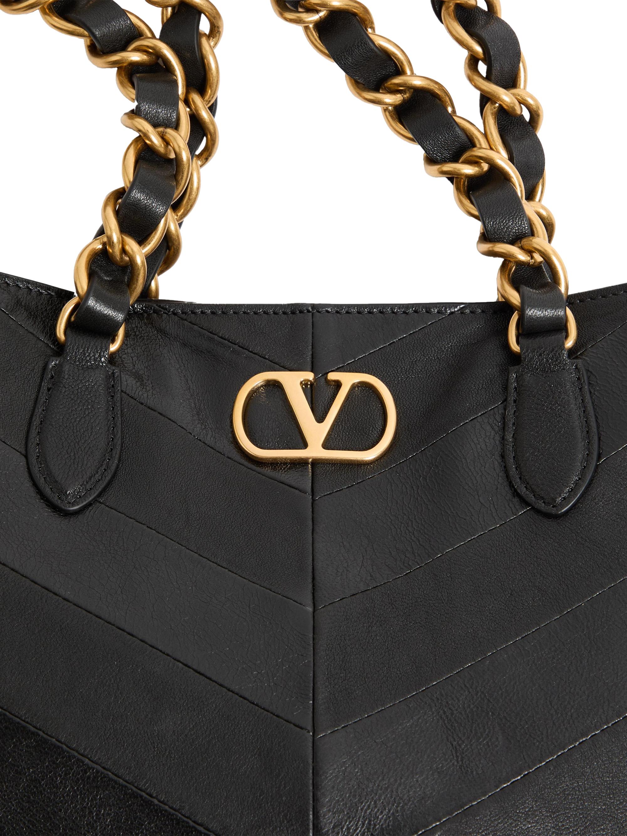 Valentino Garavani Laseine Small Shopping Bag in Chevron-Patterned