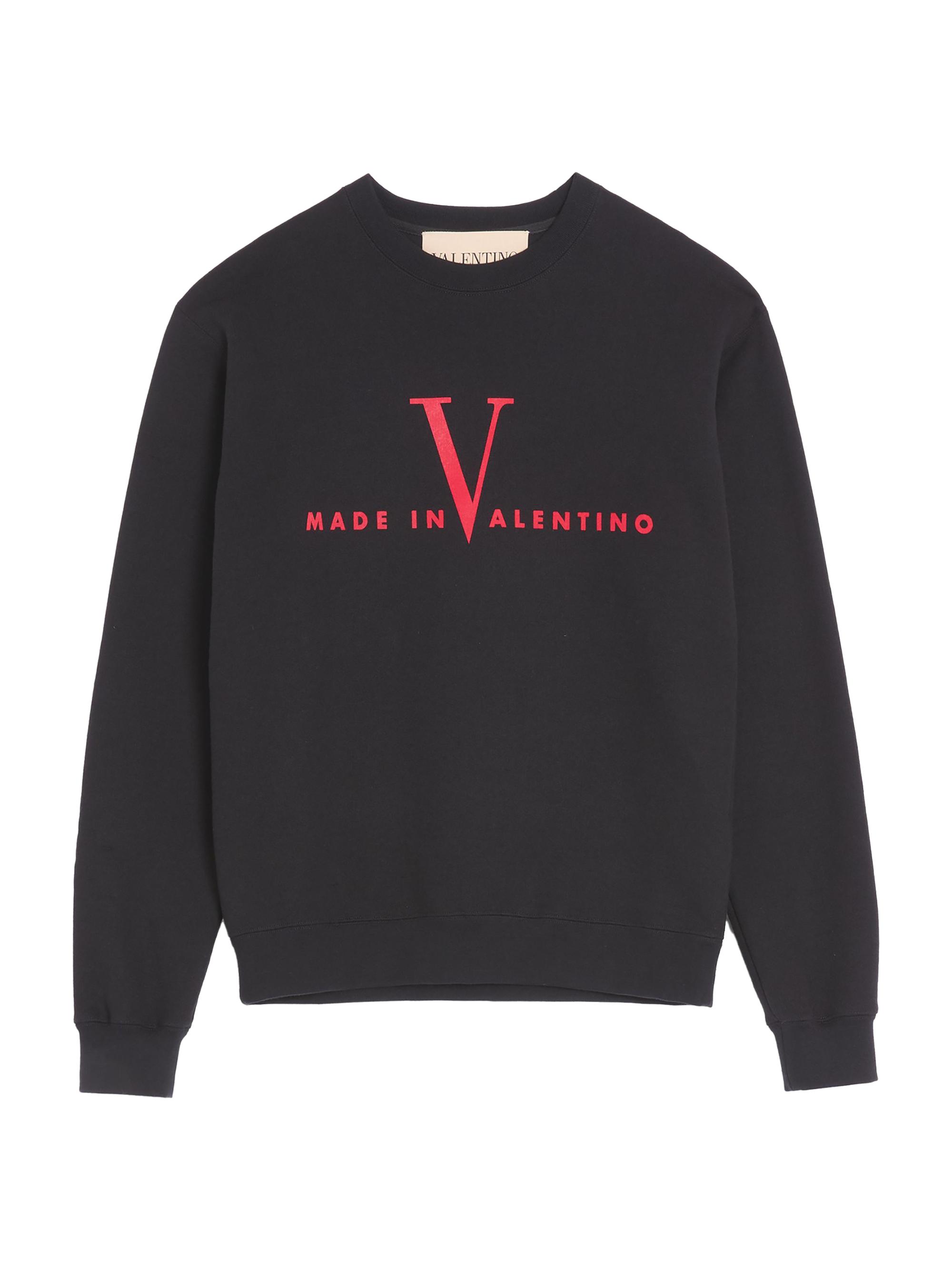 Valentino Garavani Men's Cotton Crewneck Sweatshirt with Print - Black Red