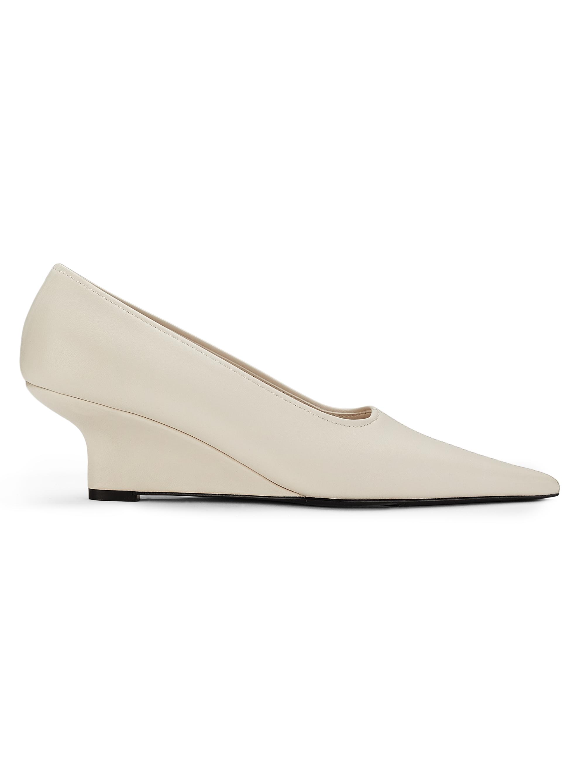 Toteme Women's Sharp 55MM Nappa Leather Wedge Pumps - White