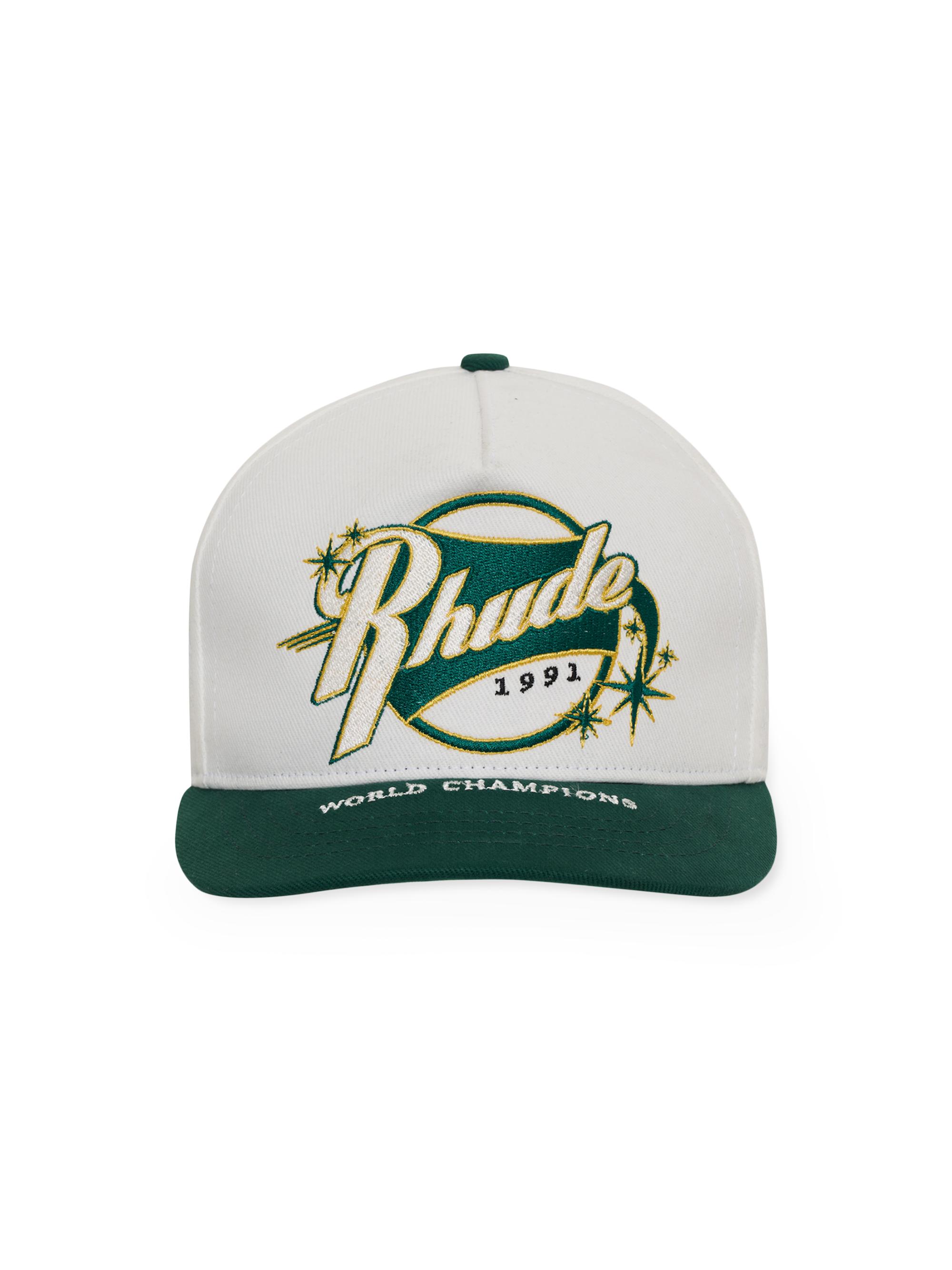 Rhude Men's Logo Full Count Hat - White Green Yellow