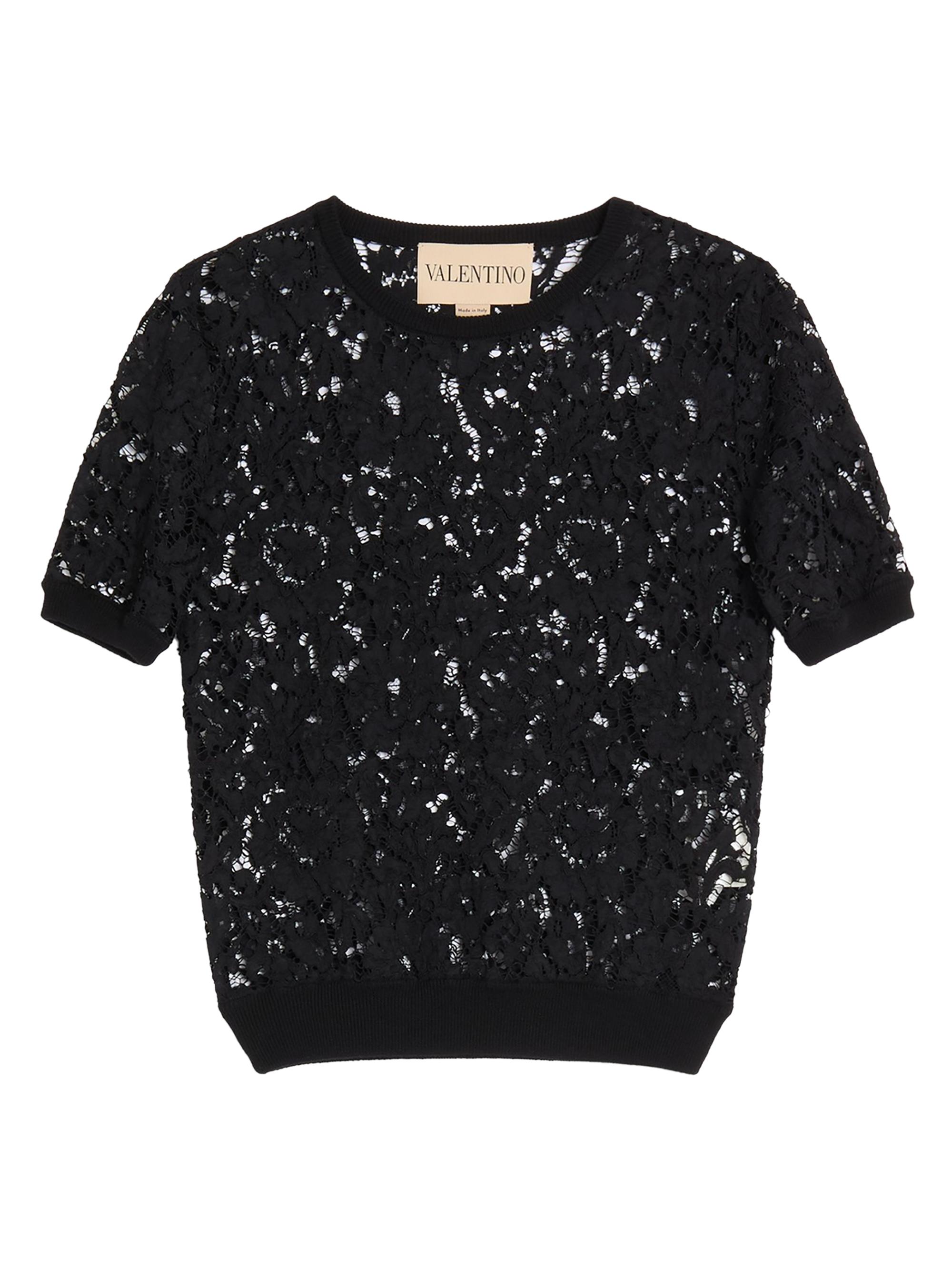 Valentino Garavani Women's Lace and Cotton Sweater - Black