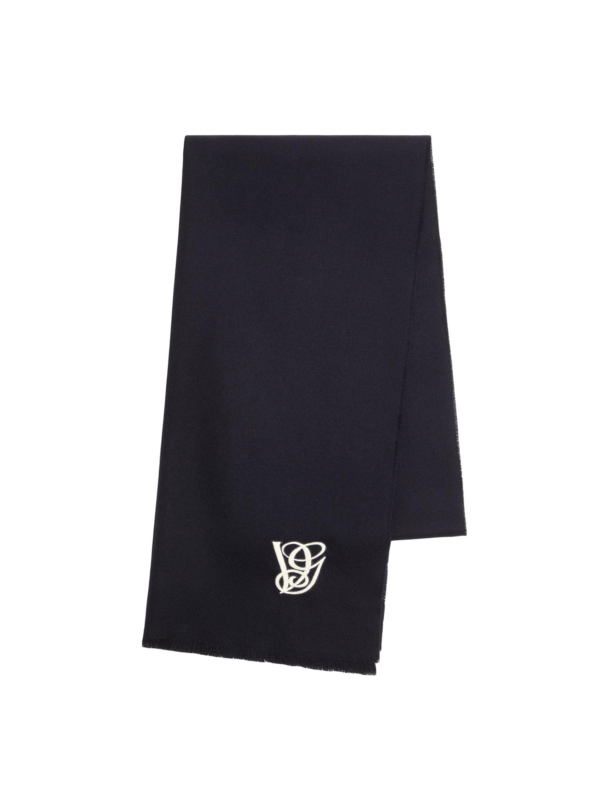 Valentino Garavani Men's Wool Scarf with Embroidery - Navy
