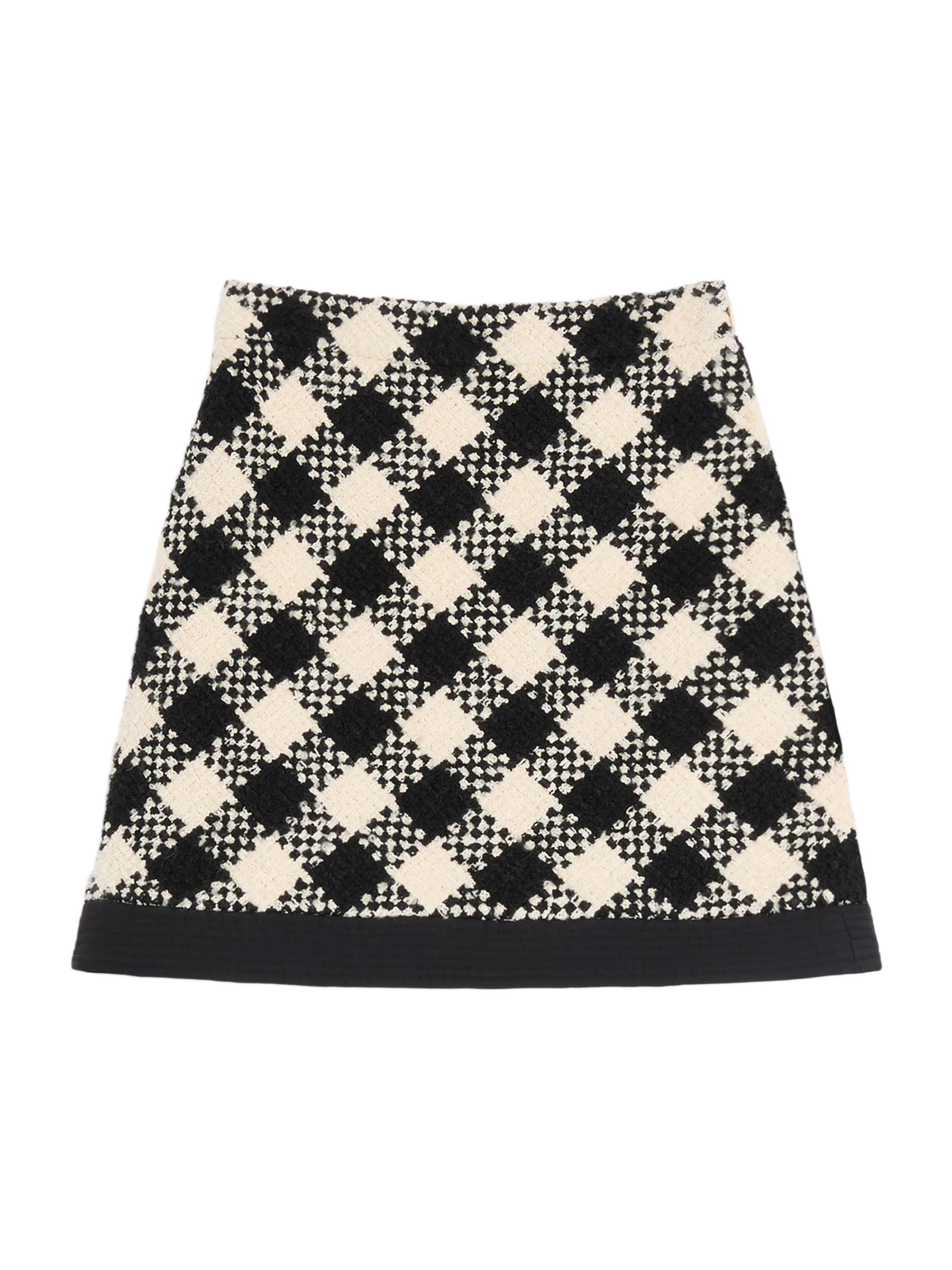 Valentino Garavani Women's Damier Tweed Skirt - Birch Black