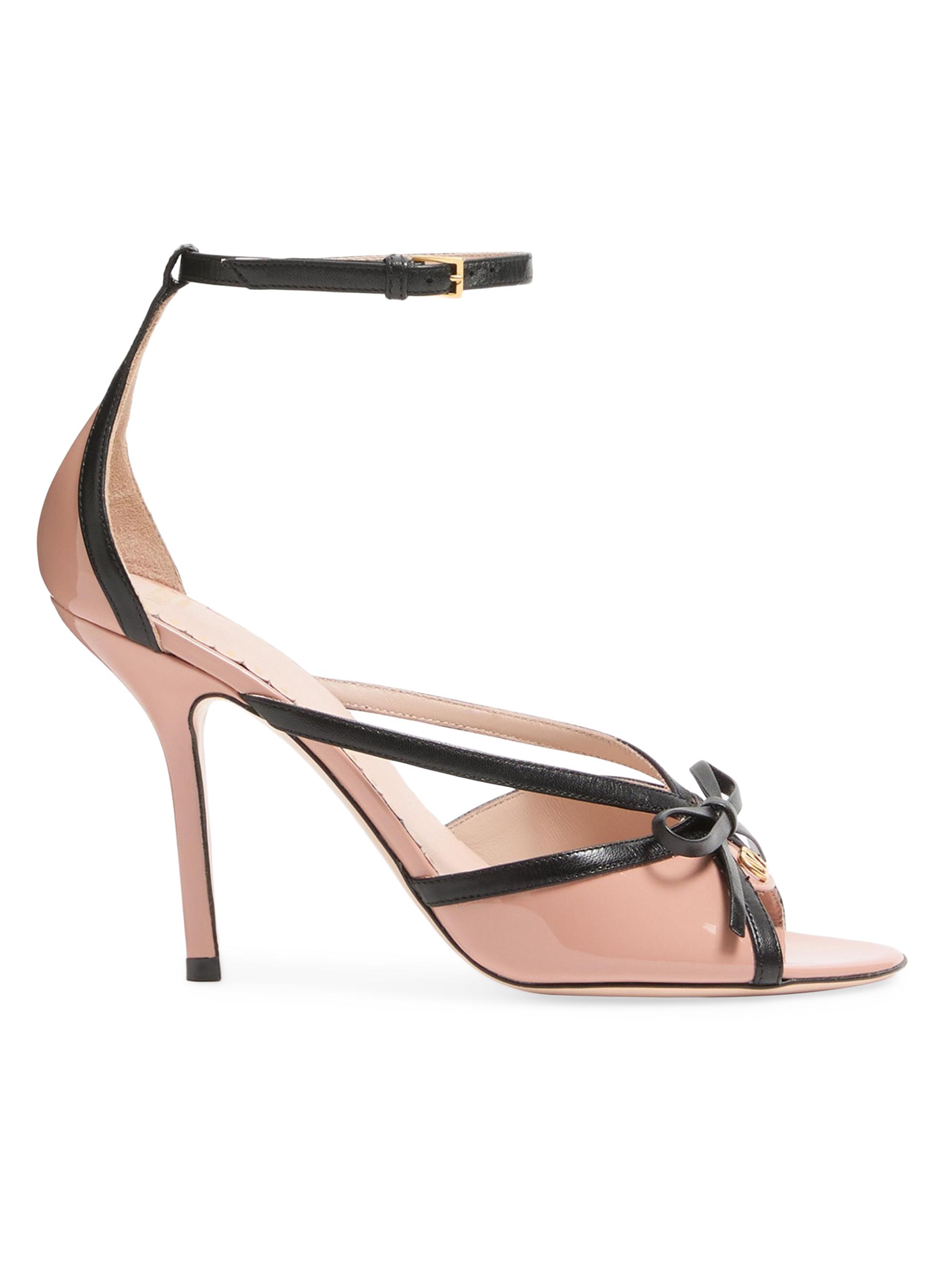 Valentino Garavani Women's Bepointy 100MM Sandals in Patent Leather - Pink Black