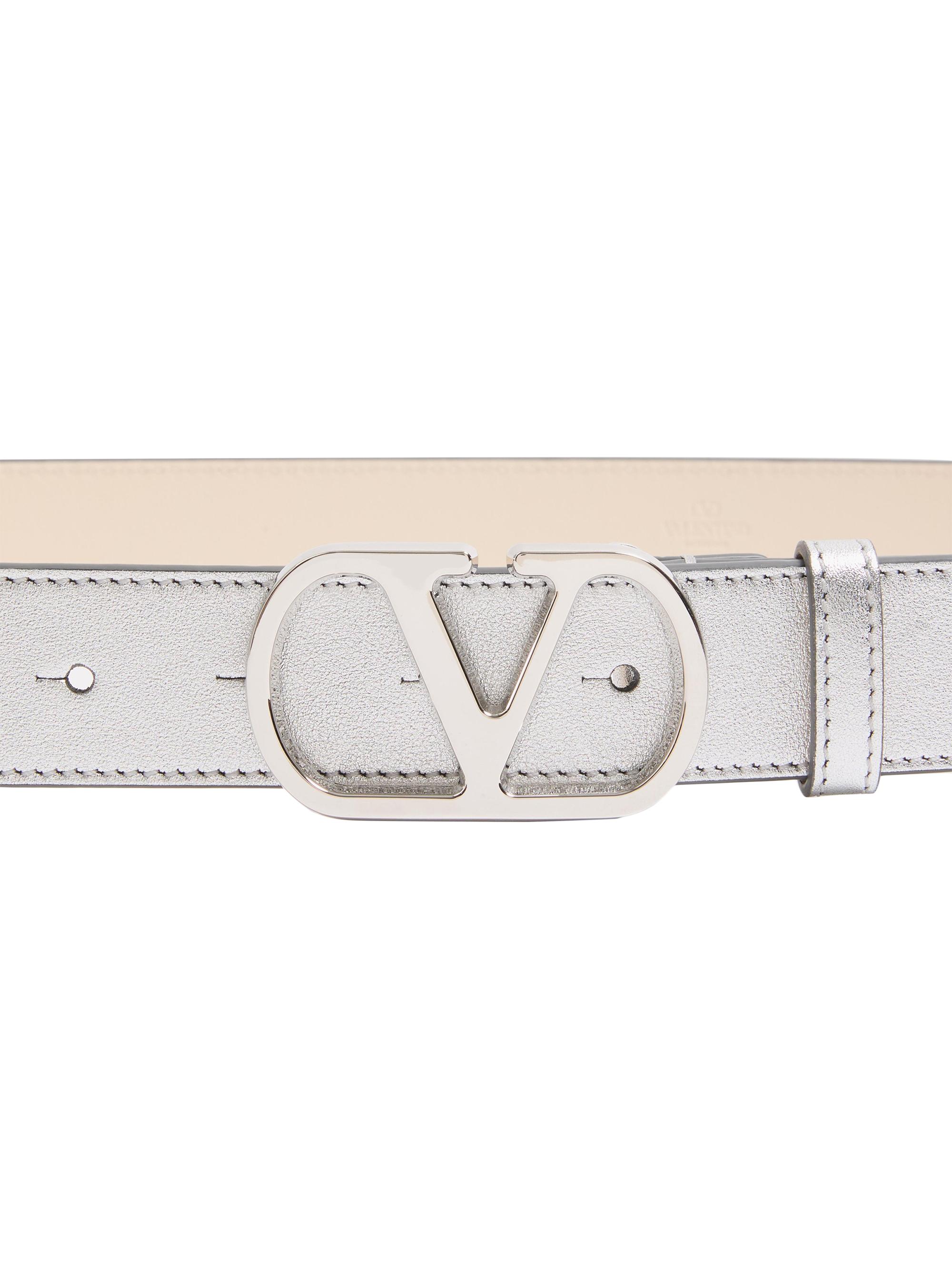Valentino Garavani VLogo Signature Belt in Laminated Calfskin