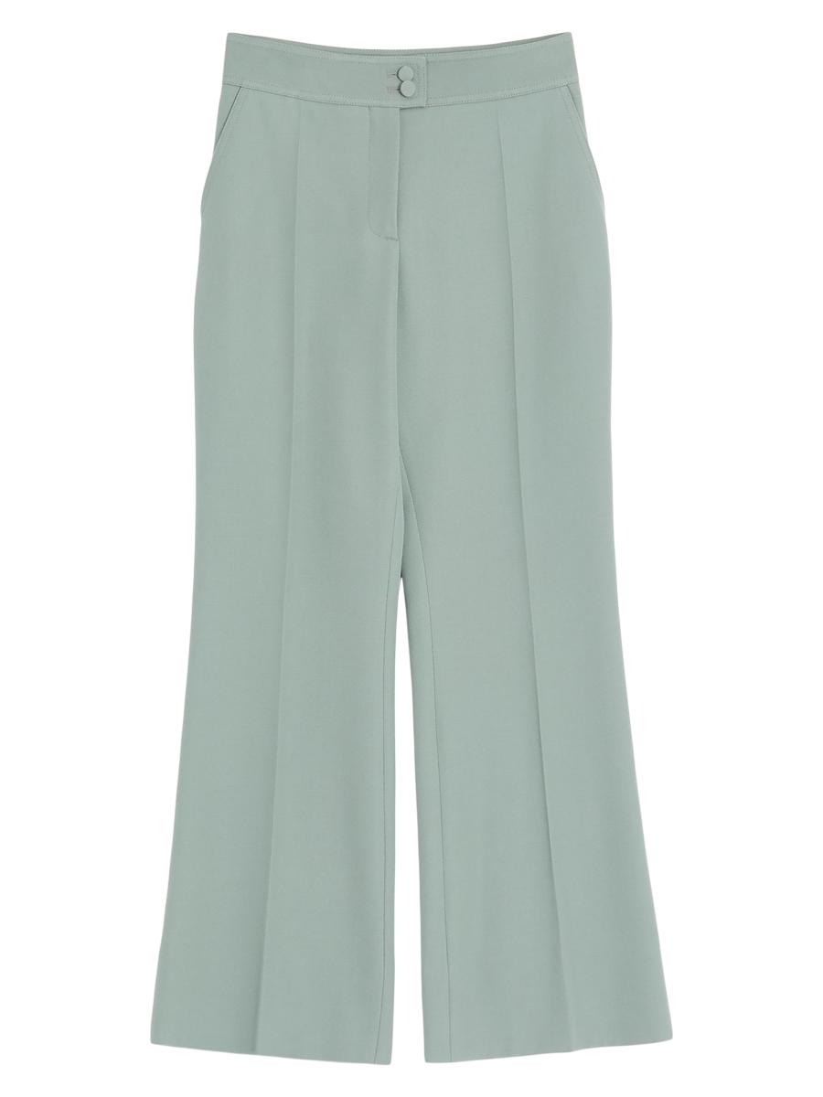 Valentino Women's Light Diagonal Wool Pants In Green