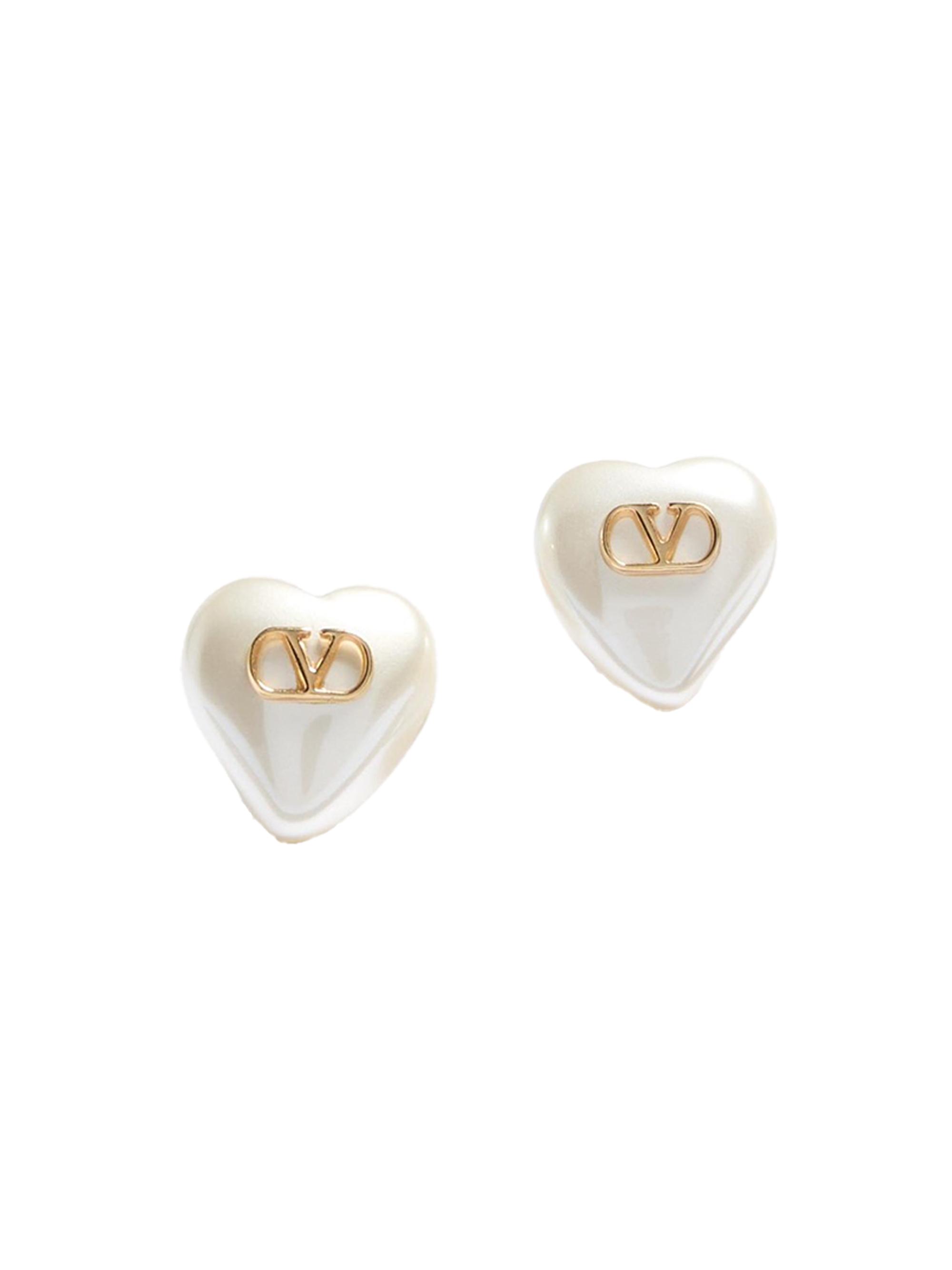 Valentino Garavani Women's VLogo Signature Metal and Pearl Earrings - Gold Cream