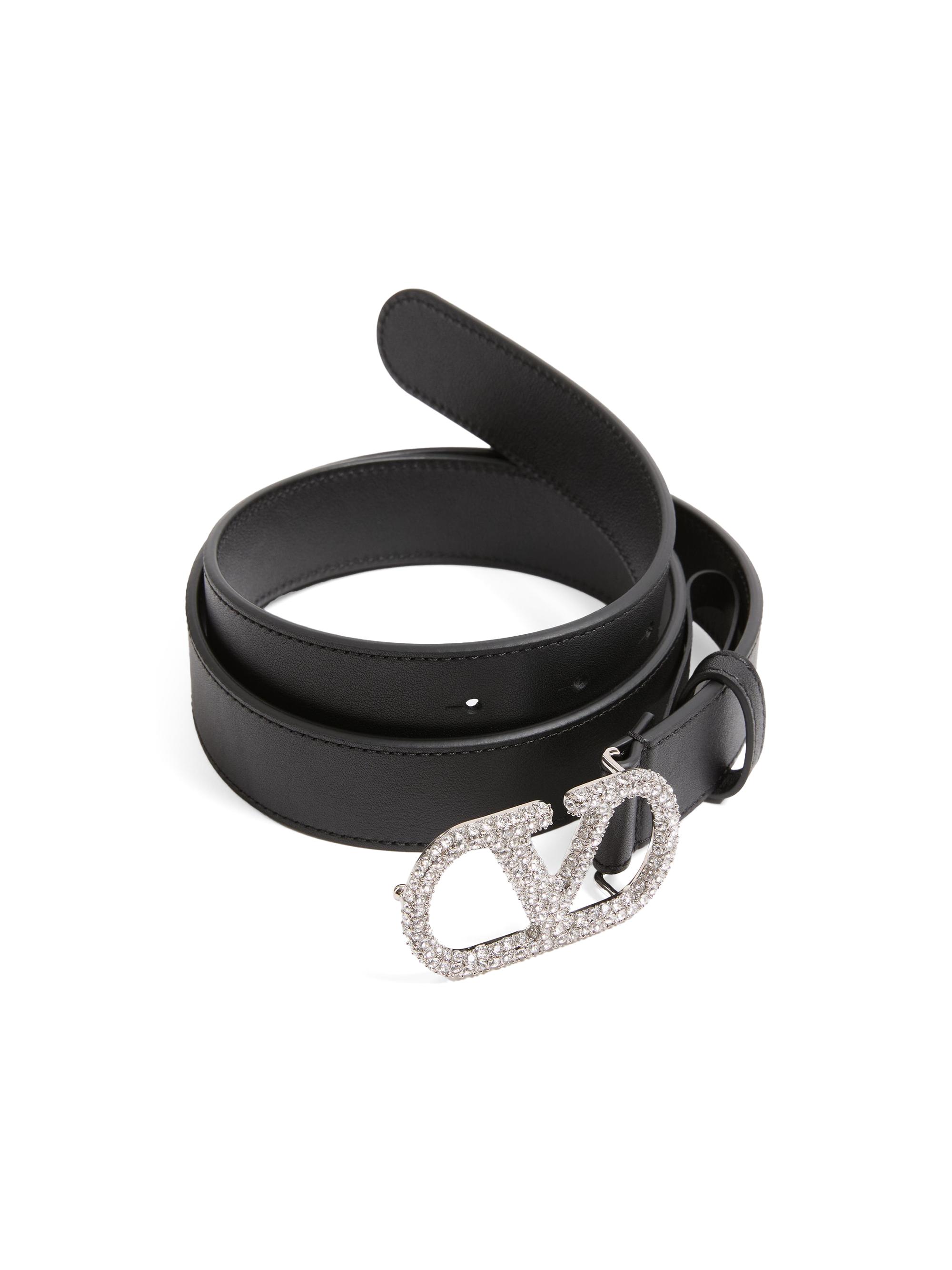 Vlogo Signature Belt in Shiny Calfskin with Crystals