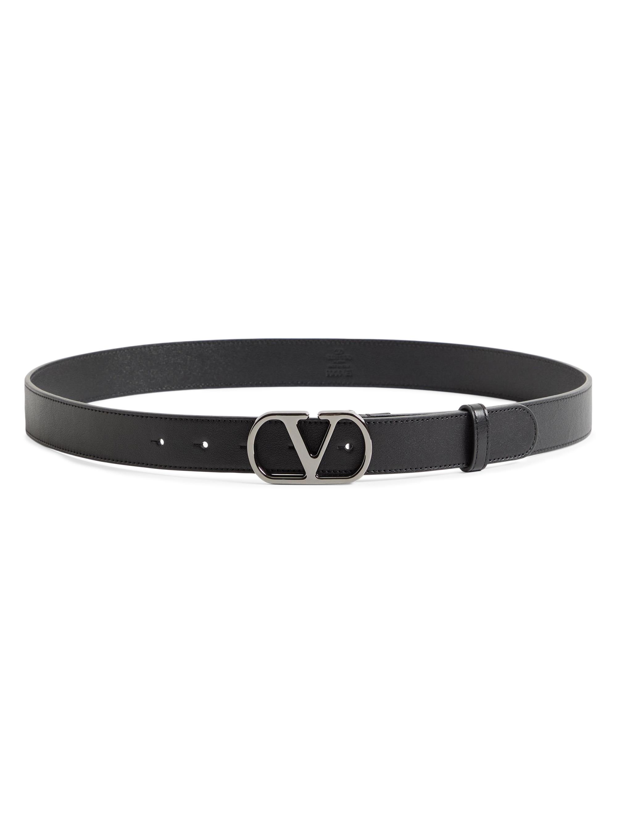 Valentino Garavani Men's VLogo Signature Belt in Shiny Calfskin 30MM - Black
