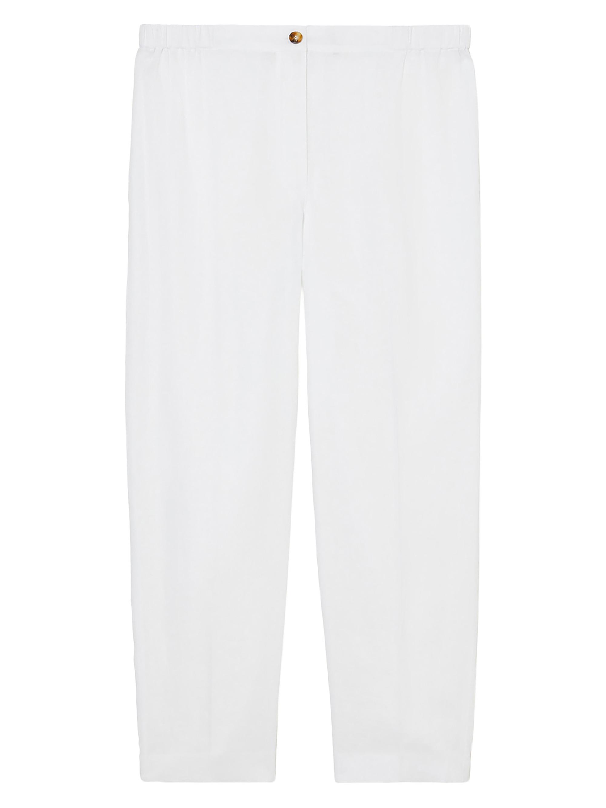 Marina Rinaldi Women's Linen Canvas Trousers - Optical White