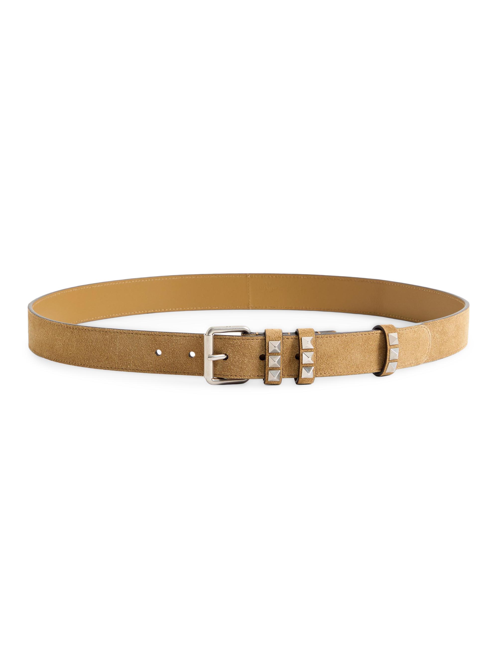 Valentino Garavani Men's Flaneuse Suede Belt 30MM - Havana Beige