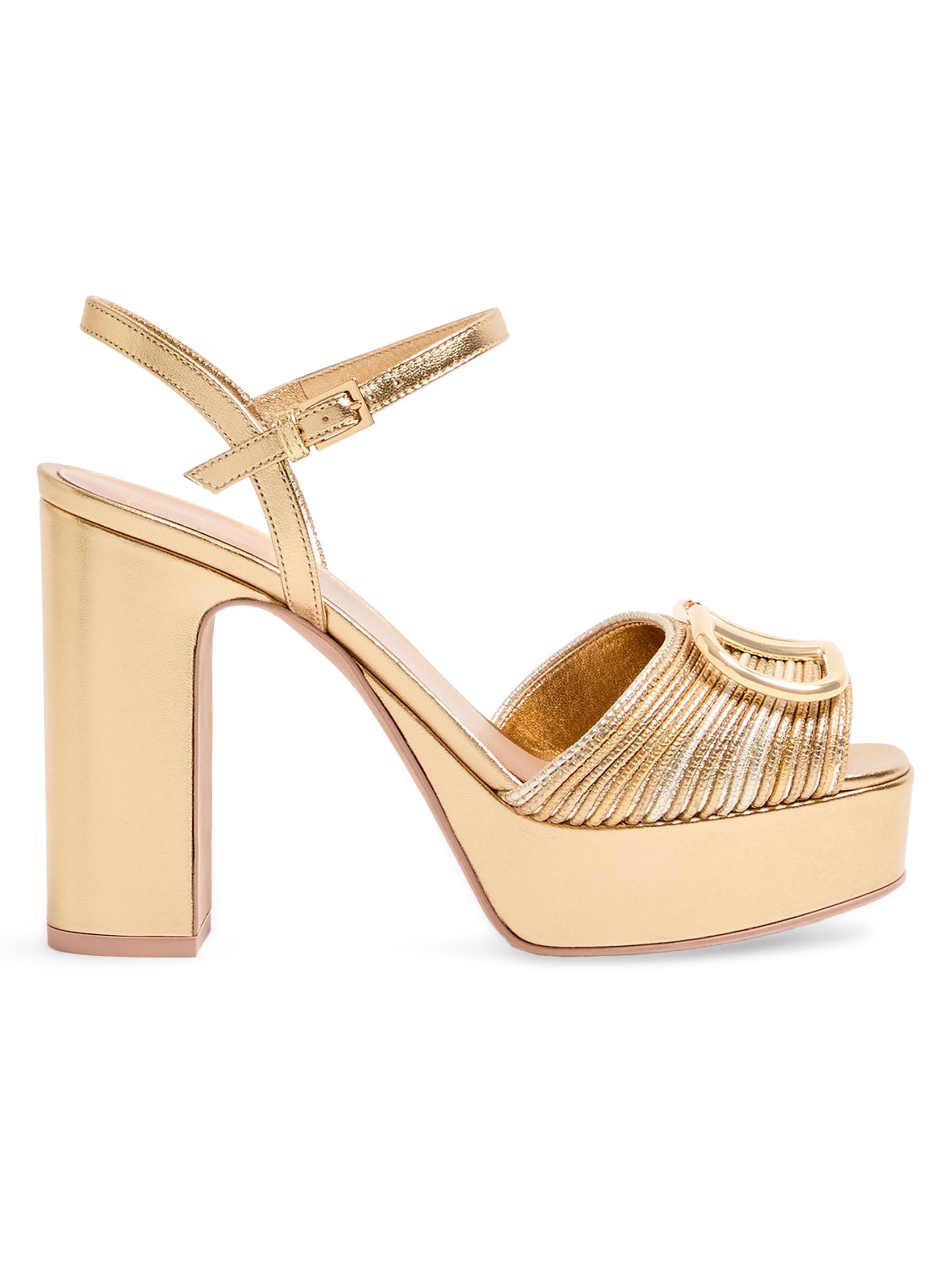 Valentino Garavani VLogo 115MM Signature Metallic Platform Sandals