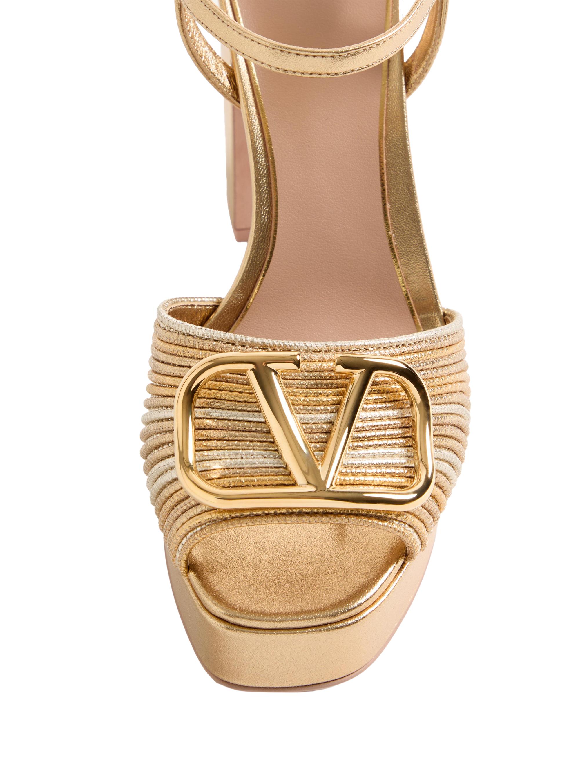 Valentino Garavani VLogo 115MM Signature Metallic Platform Sandals