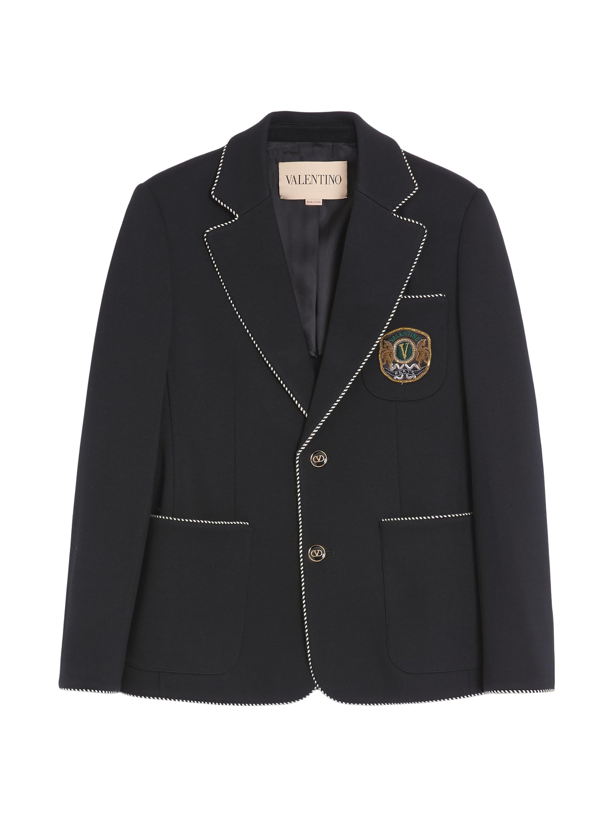 Valentino Garavani Double Breasted Wool Jacket With Metallic V