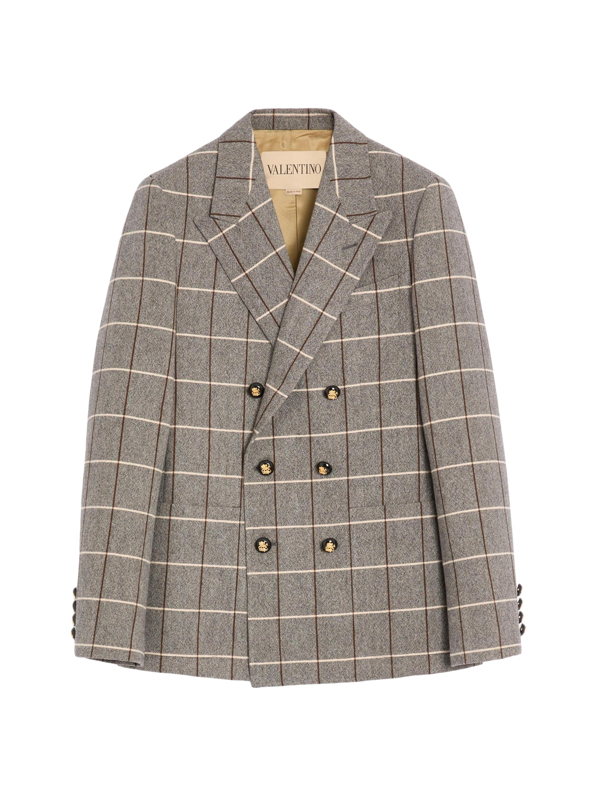 Valentino Garavani Single-Breasted Wool Jacket with Check Pattern