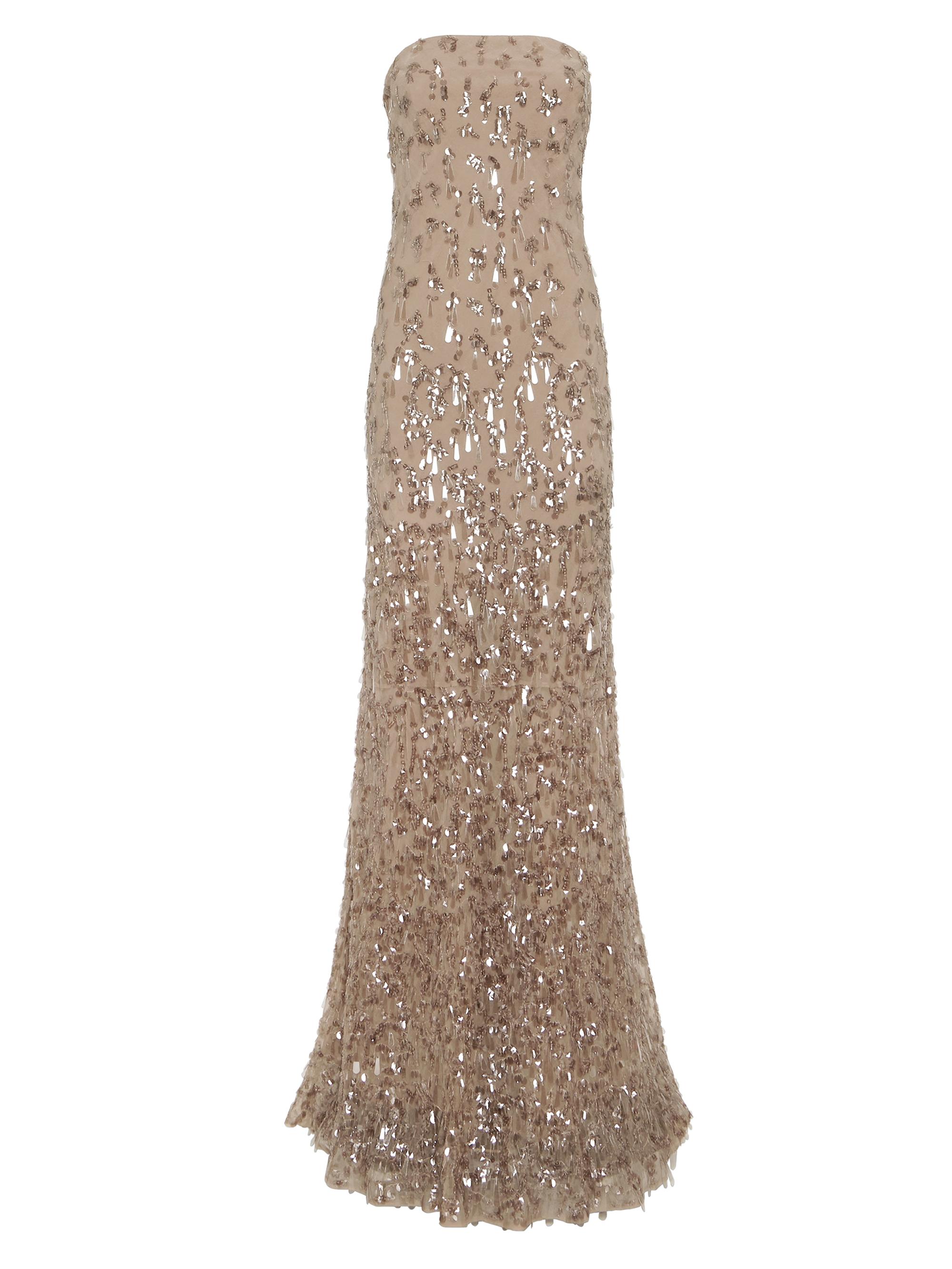 Brunello Cucinelli Women's Crispy Silk Couture Dress with Swing Drops Embroidery - Rope