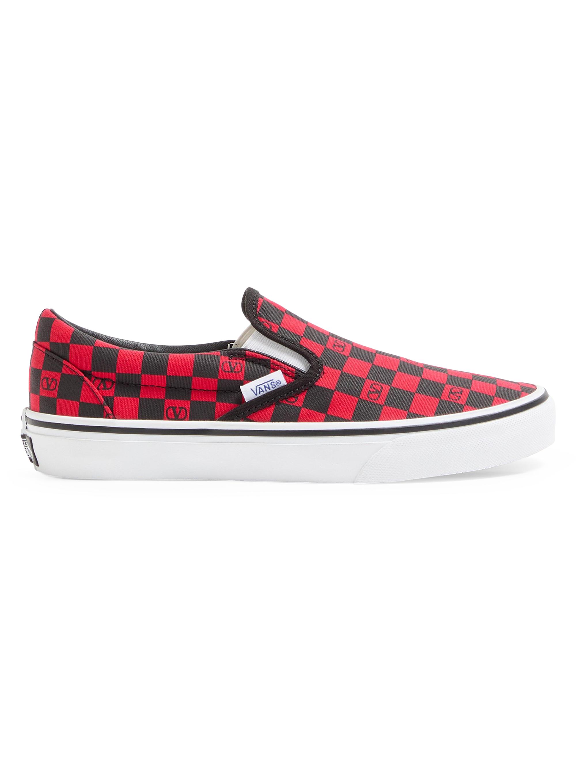 Valentino Garavani Women's  and Vans Slip-On Sneakers in Fabric with VLogo Checkerboard Print - Rouge Pur Black