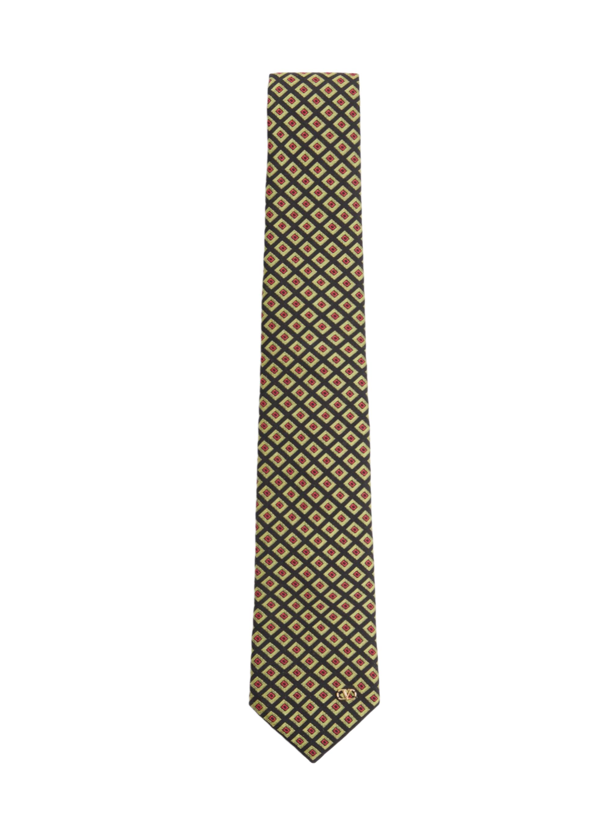 Valentino Garavani Men's Valentie Jacquard Cotton Tie with Chamber Pattern and Vlogo Signature Detail