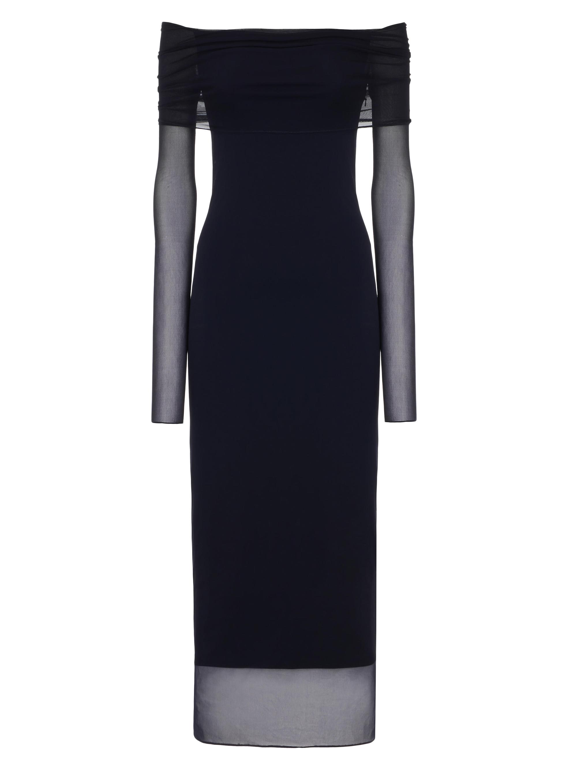 Ralph Lauren Collection Women's Audria Mesh Jersey Sheath Midi-Dress - Icon Navy
