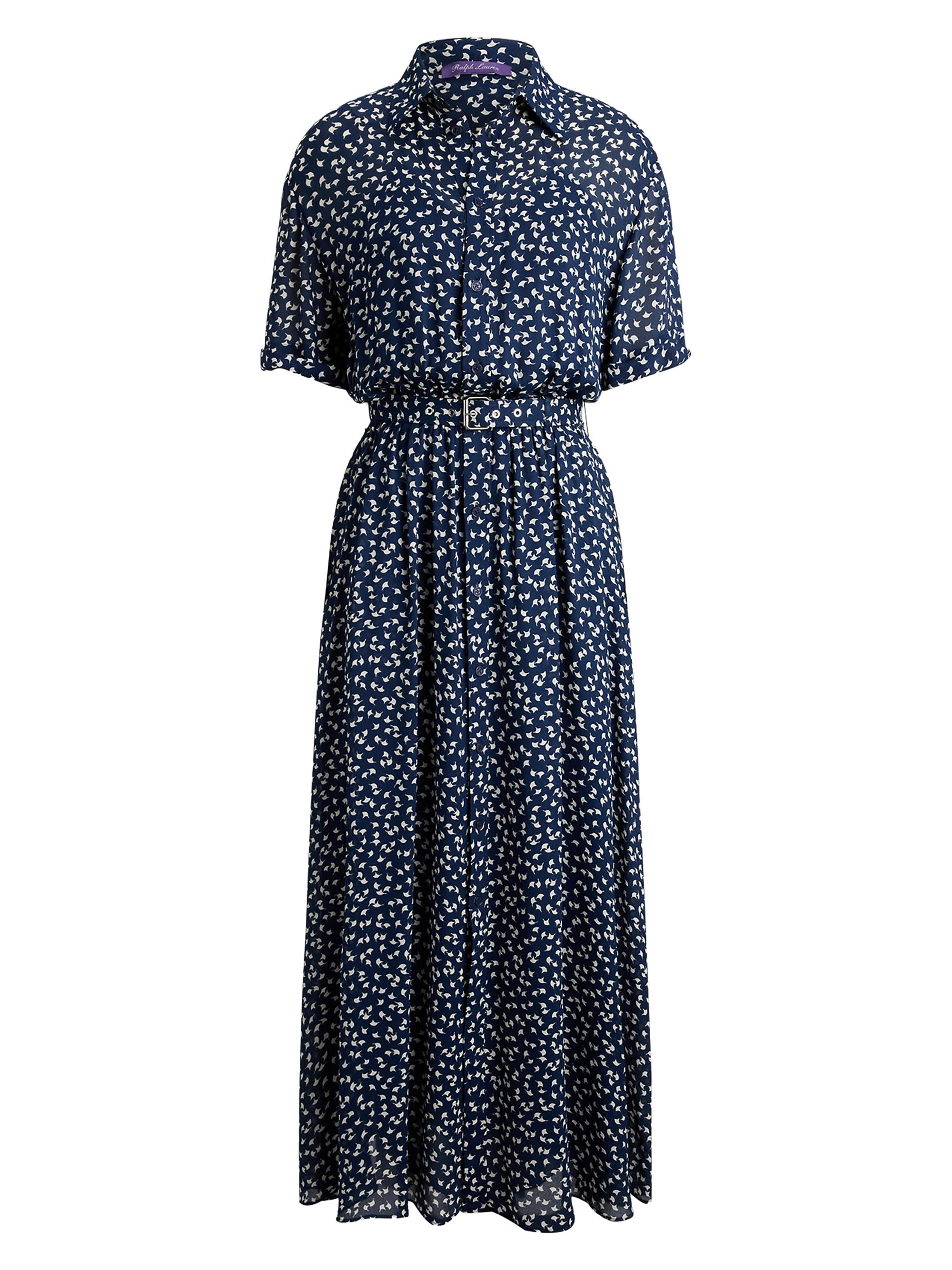Ralph Lauren Collection Women's Sura Geometric Print A-Line Midi-Dress - Bright Navy Cream