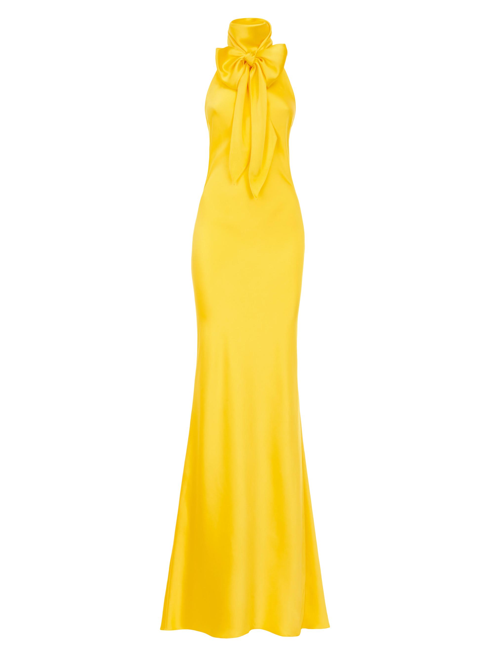 Ralph Lauren Collection Women's Chilton Stretch-Satin Column Gown - Racing Yellow