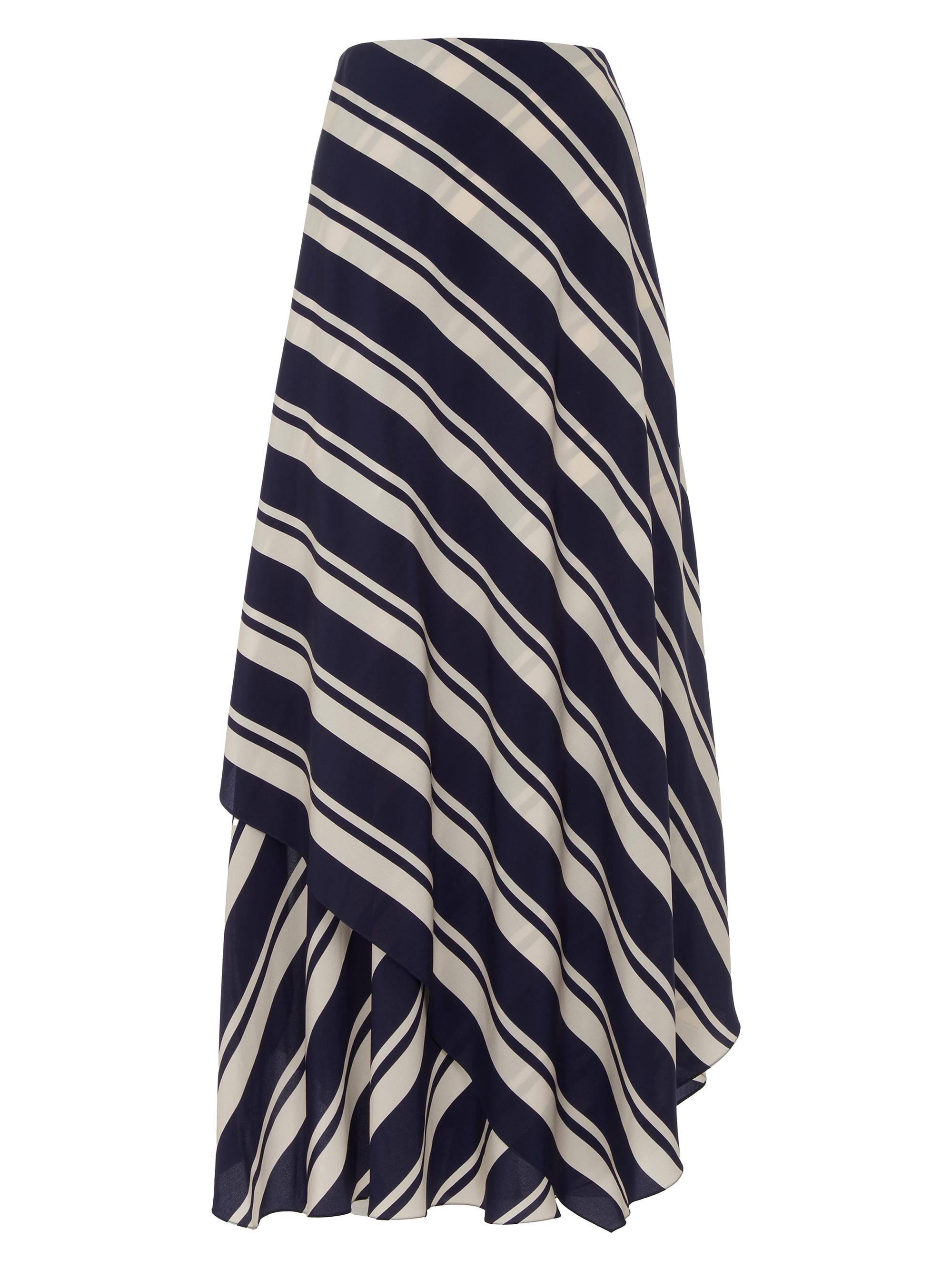 Ralph Lauren Collection Women's Tilda Striped Paneled Silk Maxi Skirt - Icon Navy