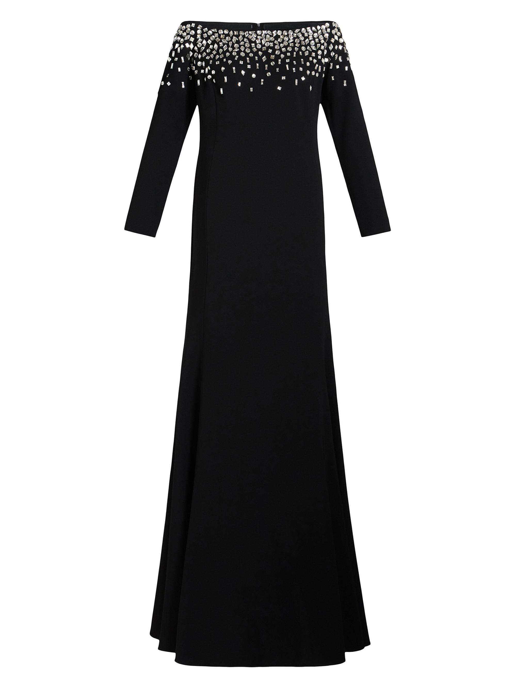 Marina Rinaldi Women's Long Cady Dress with Embroidery - Black