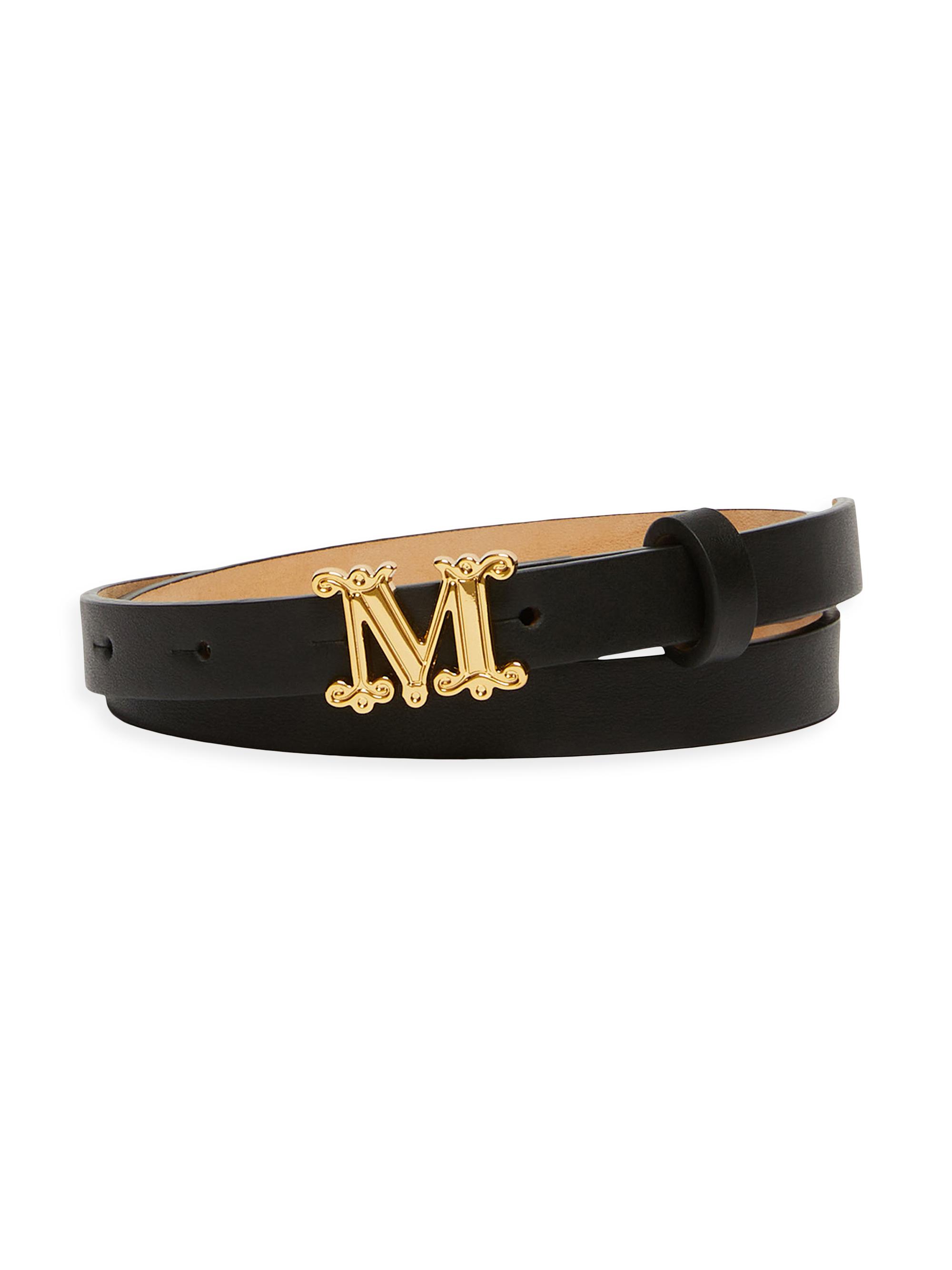 Max Mara Women's Leather Monogram Belt - Black