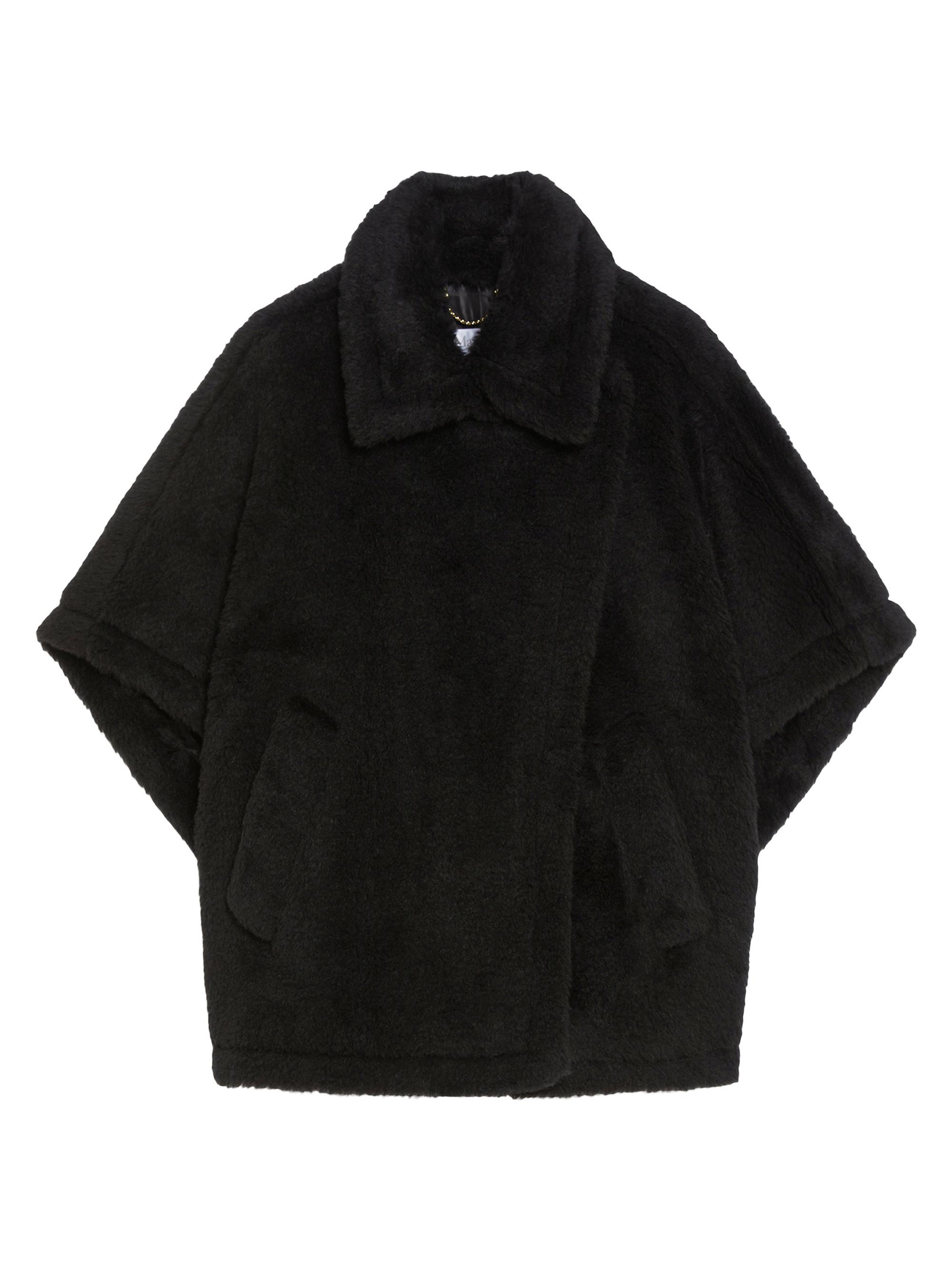 Max Mara Women's Cape in Alpaca and Wool Teddy Fabric - Black