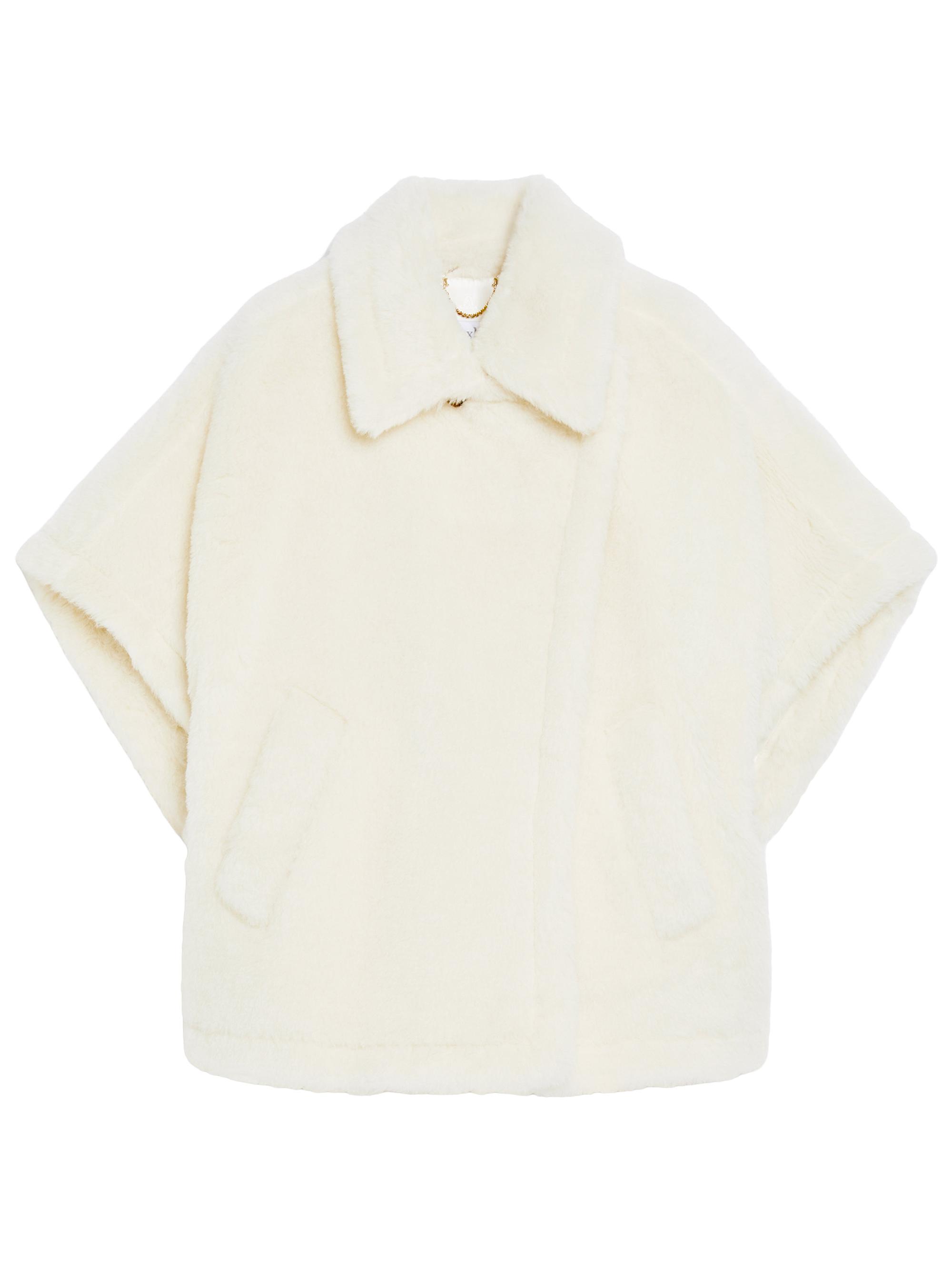 Max Mara Women's Cape in Alpaca and Wool Teddy Fabric - Optical White