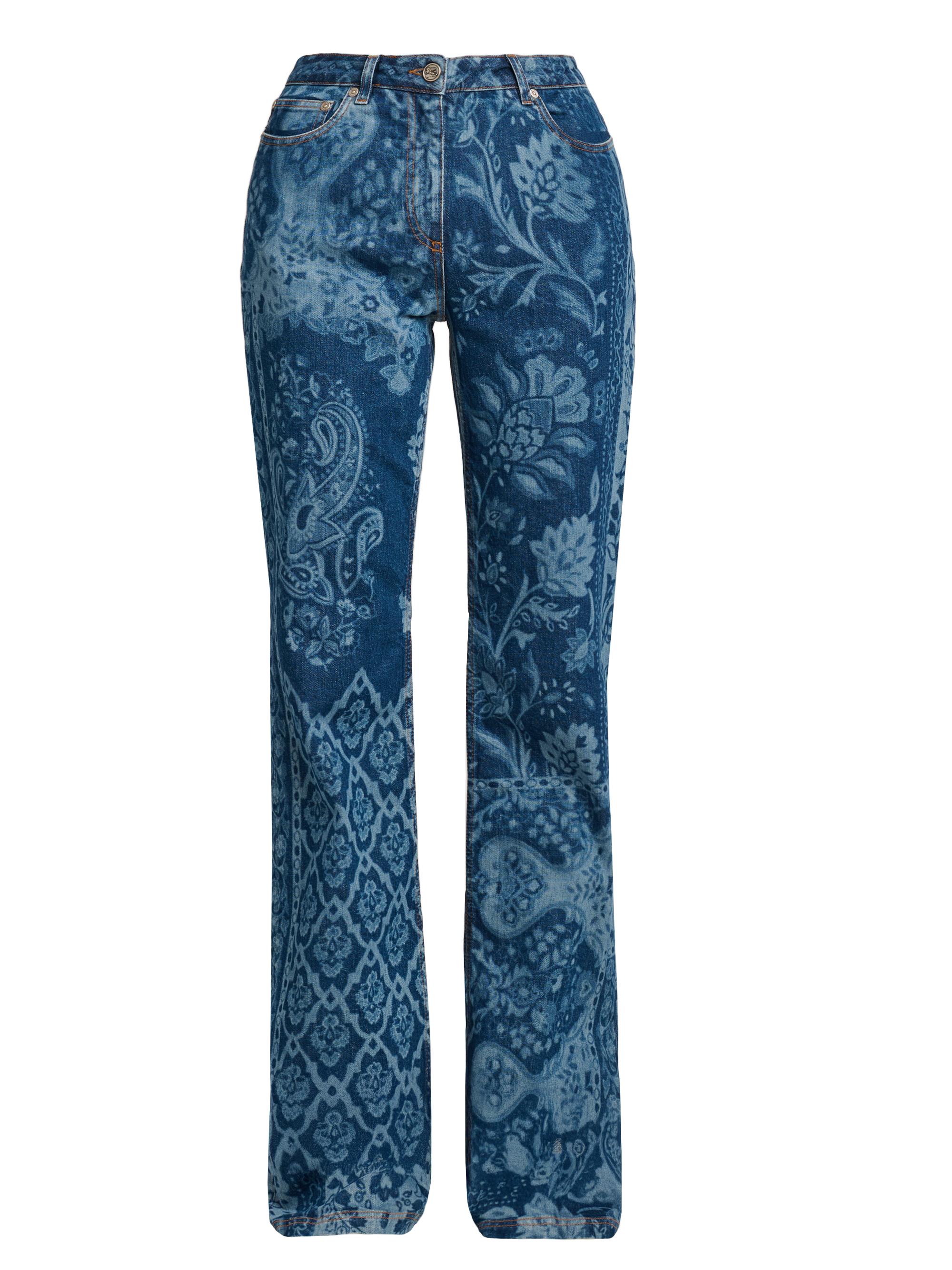 Etro Women's Floral Printed Bootcut Jeans - Azzurro