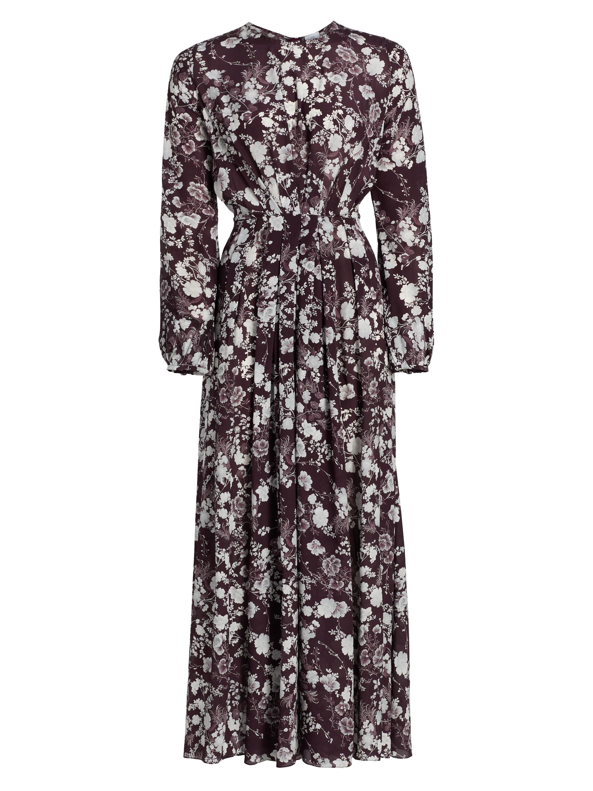 Adam Lippes Women's Paravacini Floral Silk Maxi Dress - Aubergine Silver