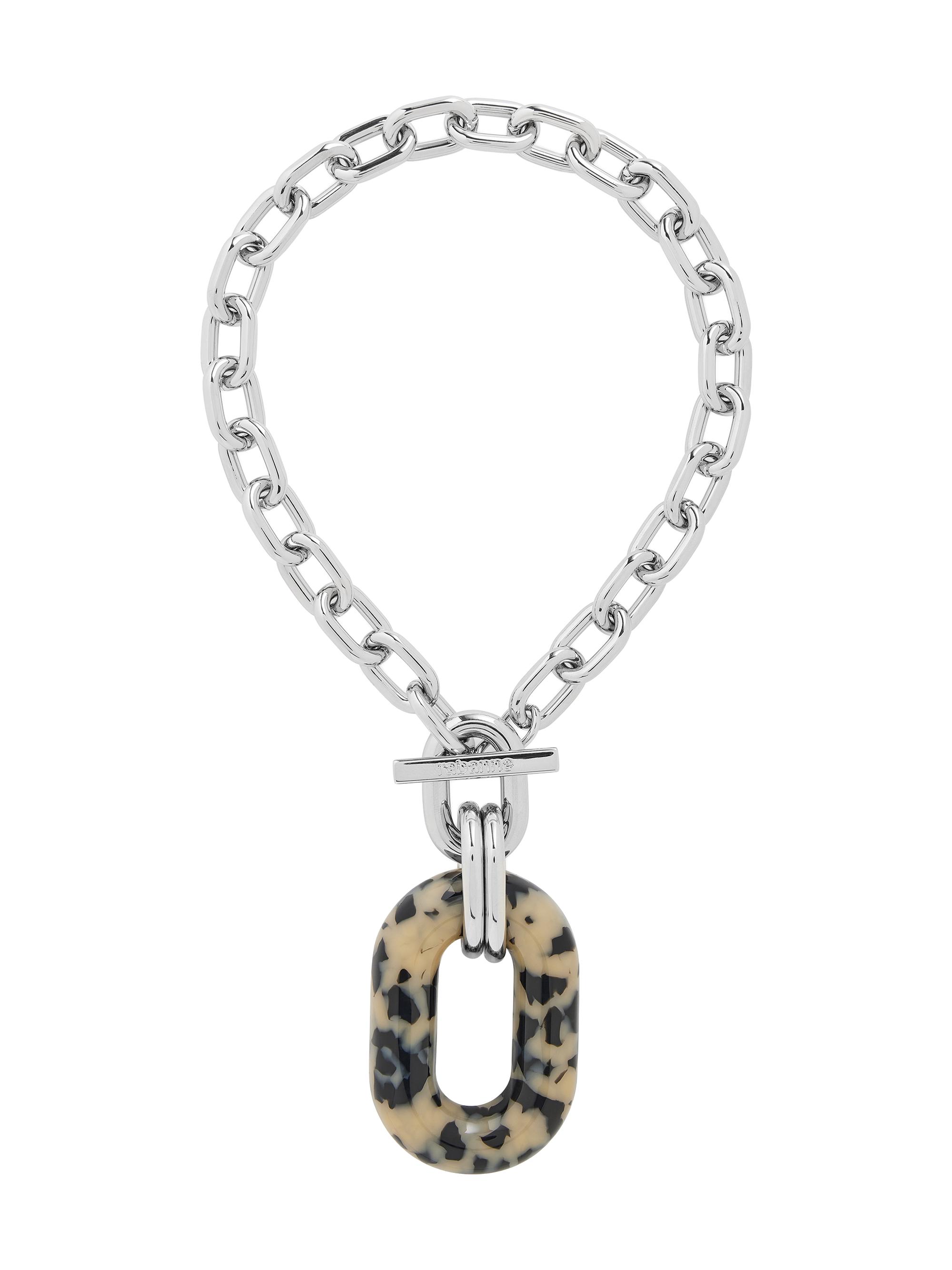 Rabanne Women's  Link Tortoiseshell Pendant Necklace - Silver Turtle Shell