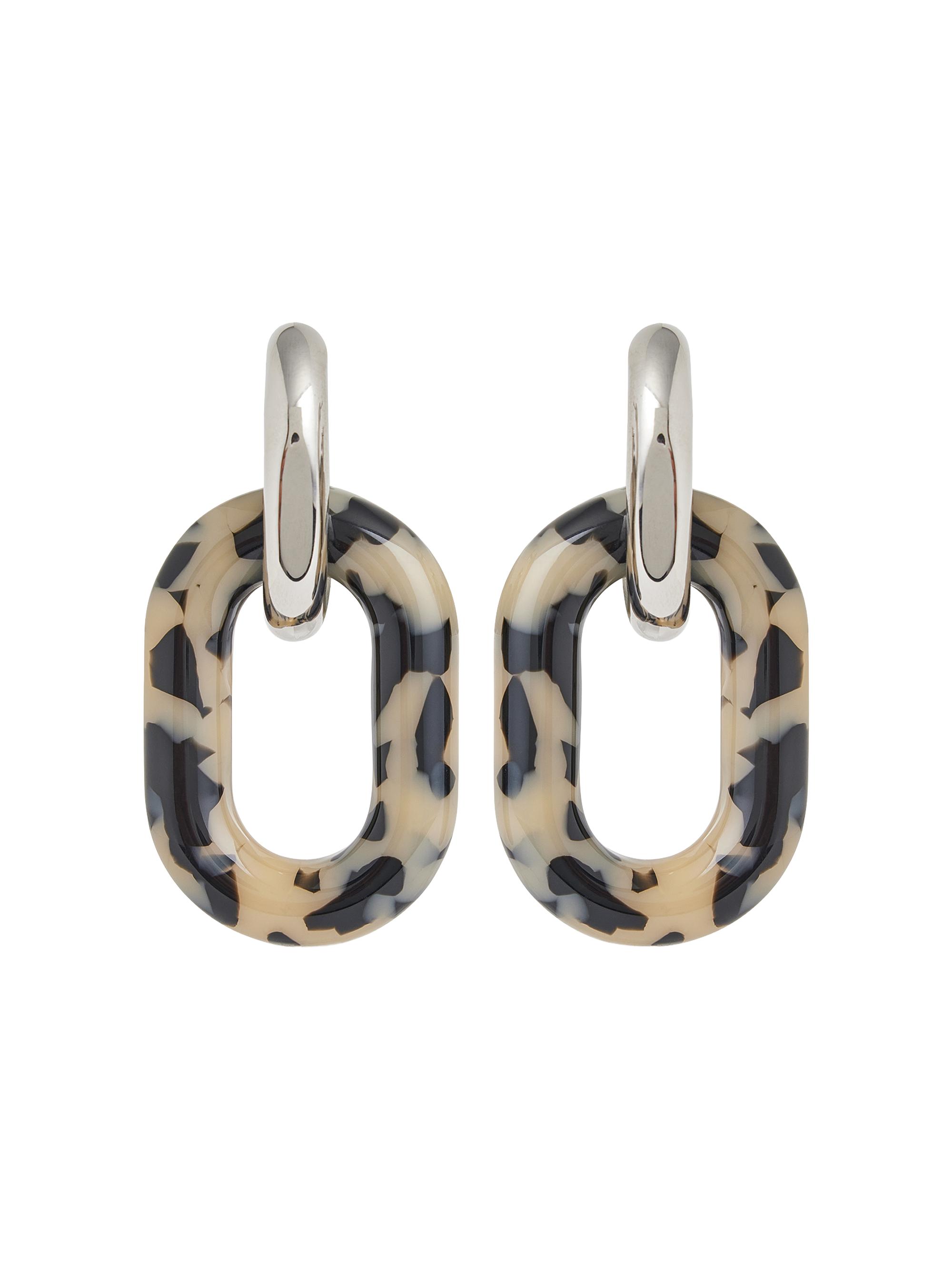 Rabanne Women's  Link Tortoiseshell Drop Earrings - Silver Turtle Shell