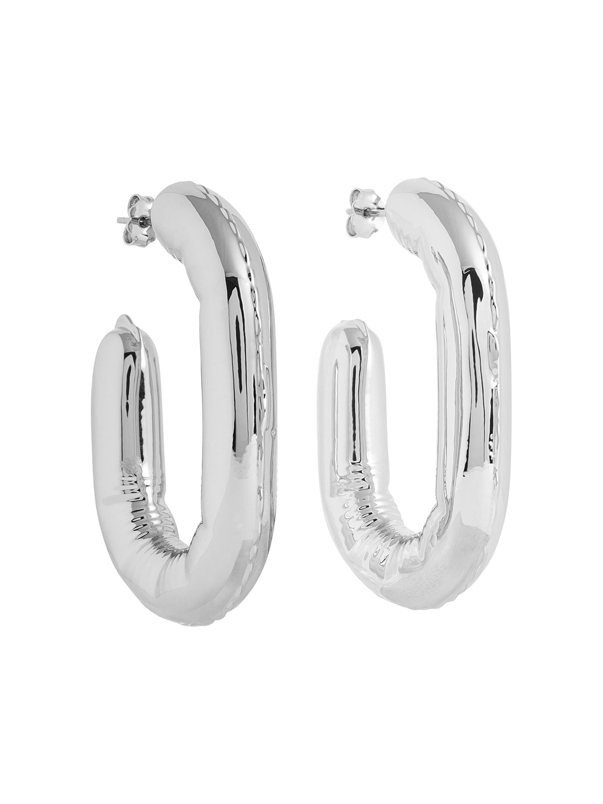 Rabanne Women's  Link Silvertone Hoop Earrings - Silver