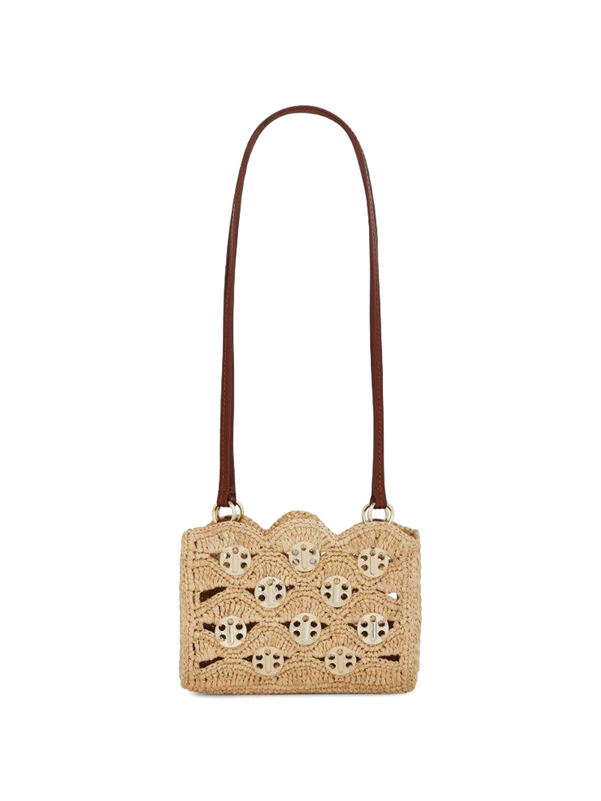 Rabanne Women's Raffia-Leather Shoulder Bag - Natural Light Gold