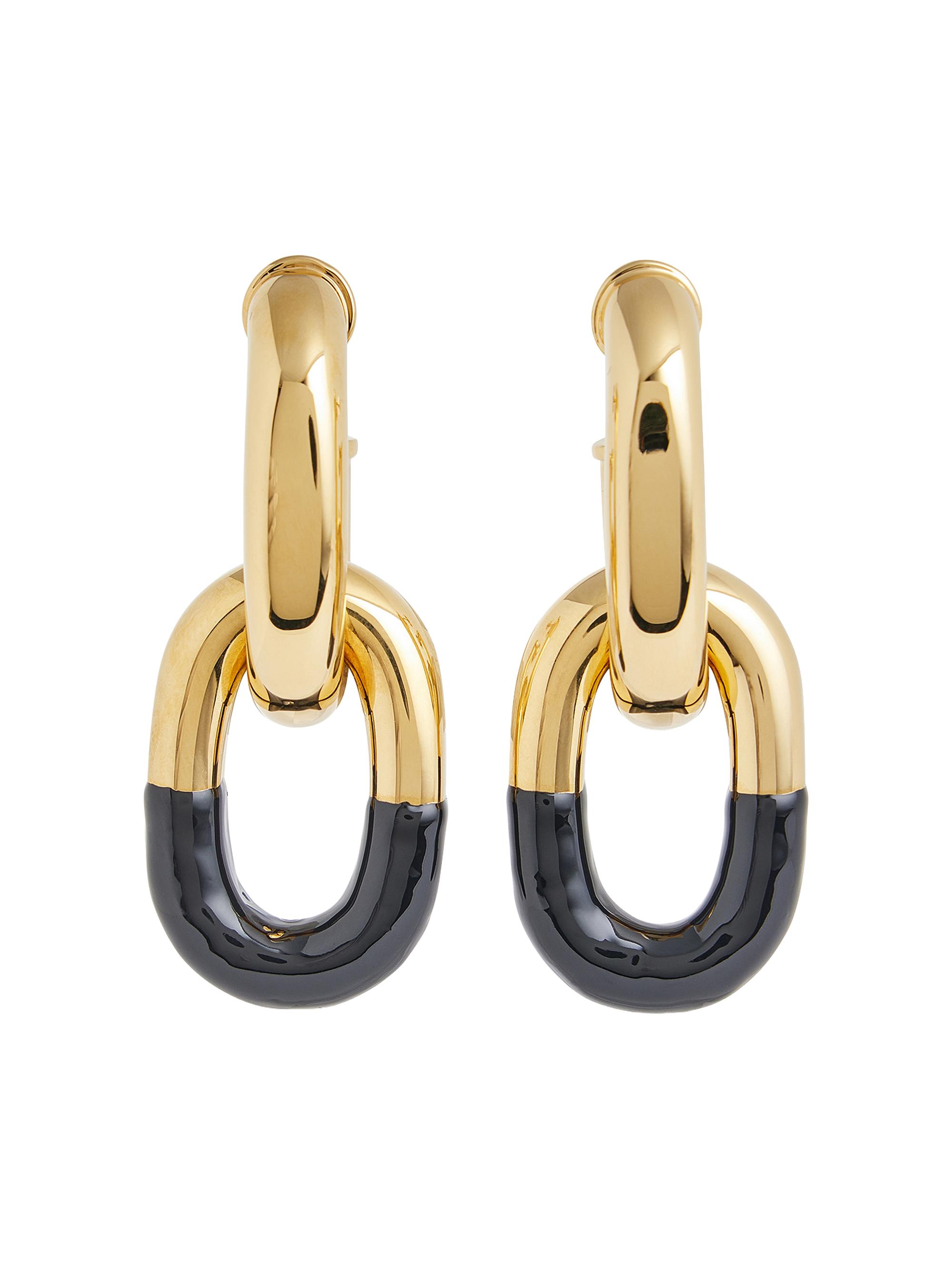 Rabanne Women's  Link Drop Earrings - Black Light Gold