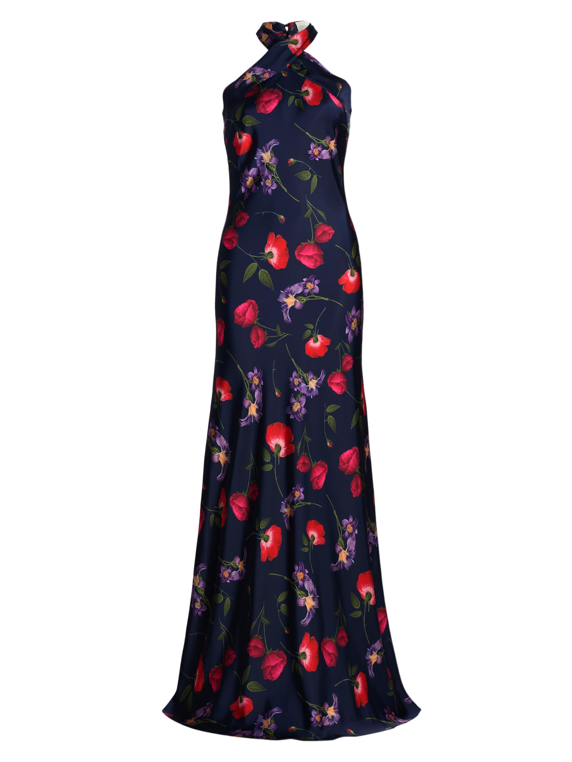 Sachin & Babi Women's Laurant Floral Satin-Crepe Halterneck Gown - Midnight Jardin