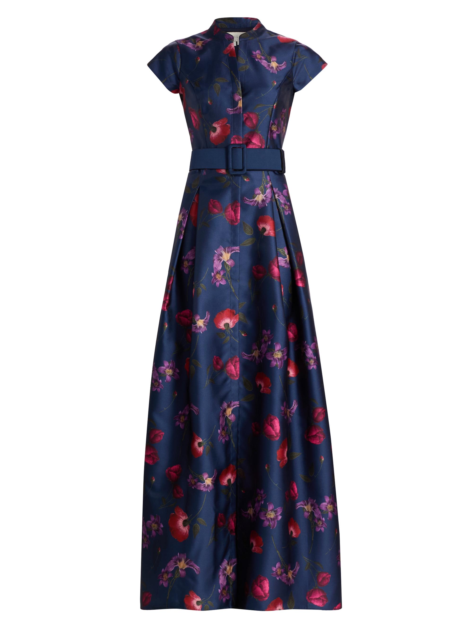 Sachin & Babi Women's Marta Floral Mikado Belted Gown - Midnight Jardin