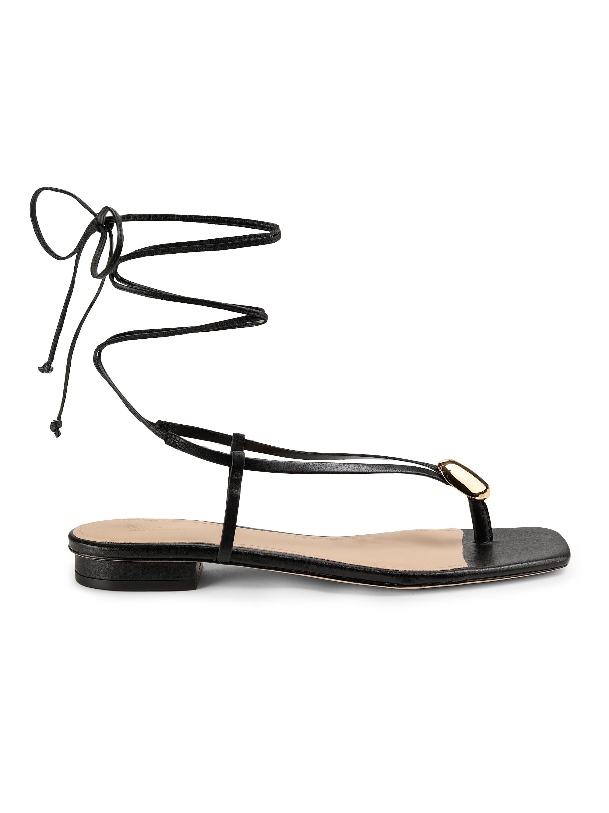 Leather Ankle-Wrap Sandals