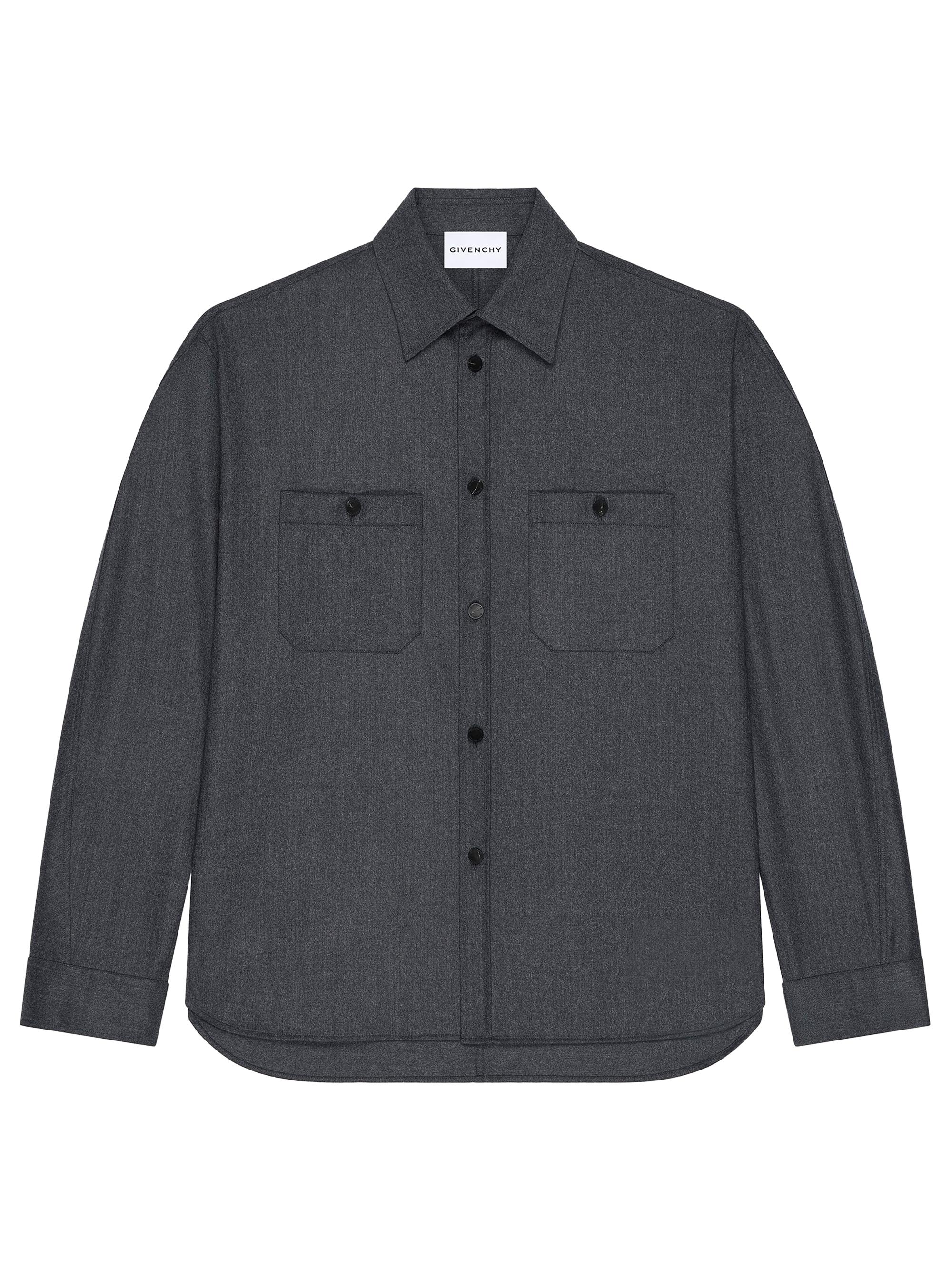 Givenchy Men's Couture Seam Overshirt in Flannel - Grey Mix