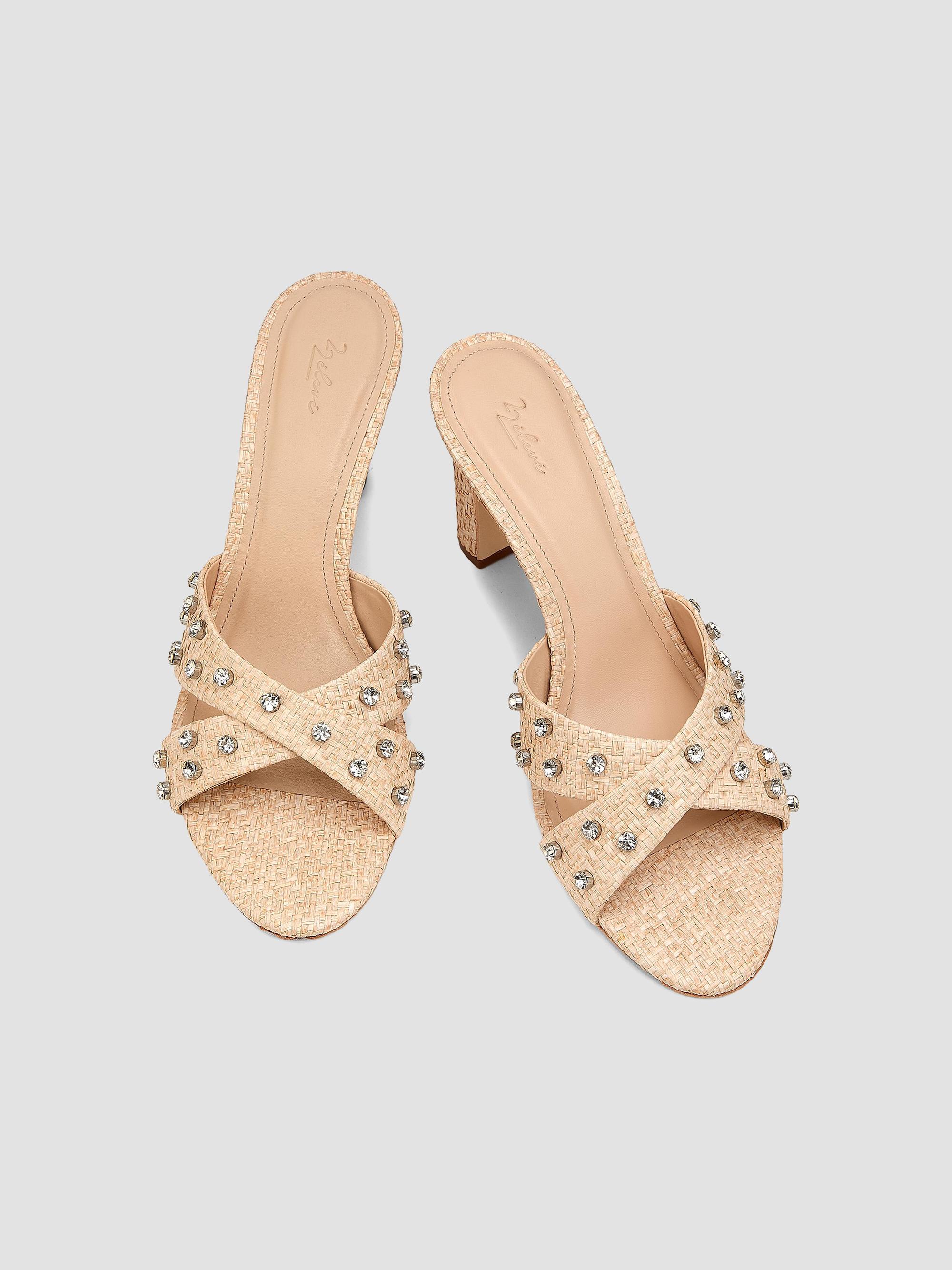 22élevé 80MM Crystal-Embellished Raffia Block-Heel Sandals | Saks Fifth ...