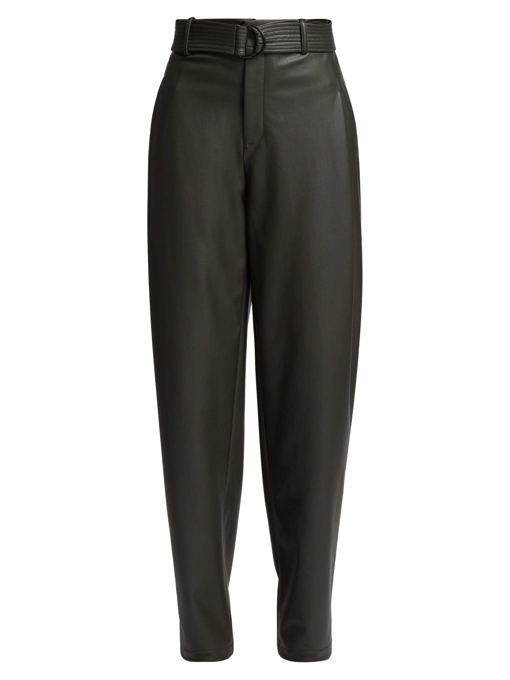 LaPointe Women's Belted Faux-Leather Tapered Trousers - Pine