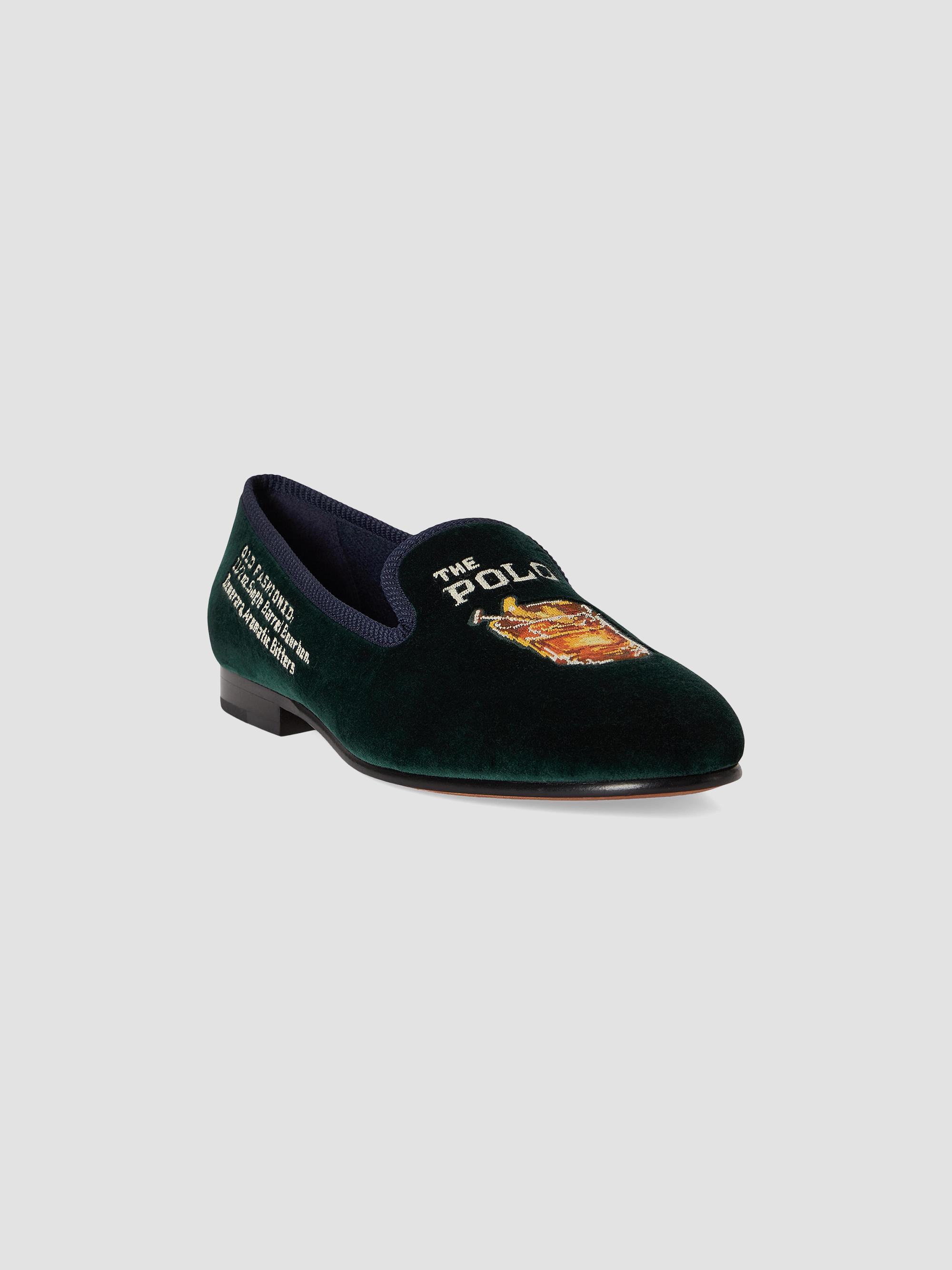 RARE! Vintage Polo Ralph Lauren Green Velvet Embroidered Vamp Smoking Slippers il_fullxfull.6194077085_cudf.jpg main image 4