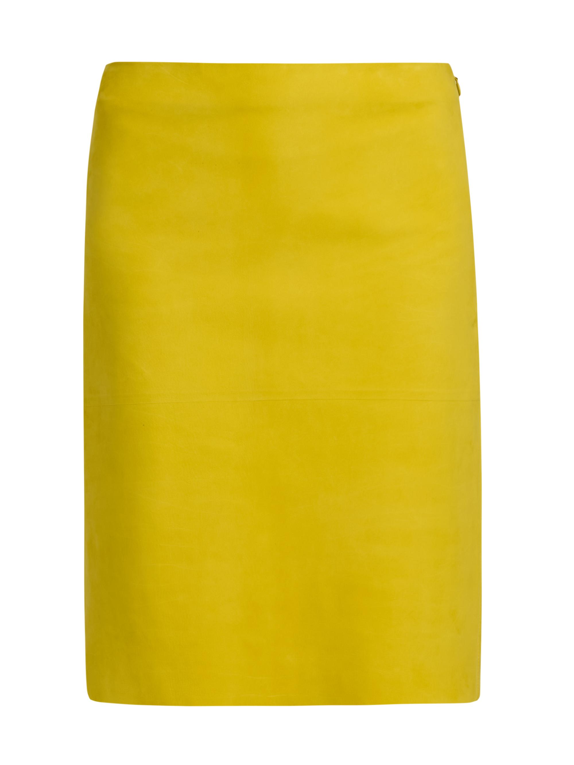 FERRAGAMO Women's Leather Knee-Length Pencil Skirt - Antique Yellow