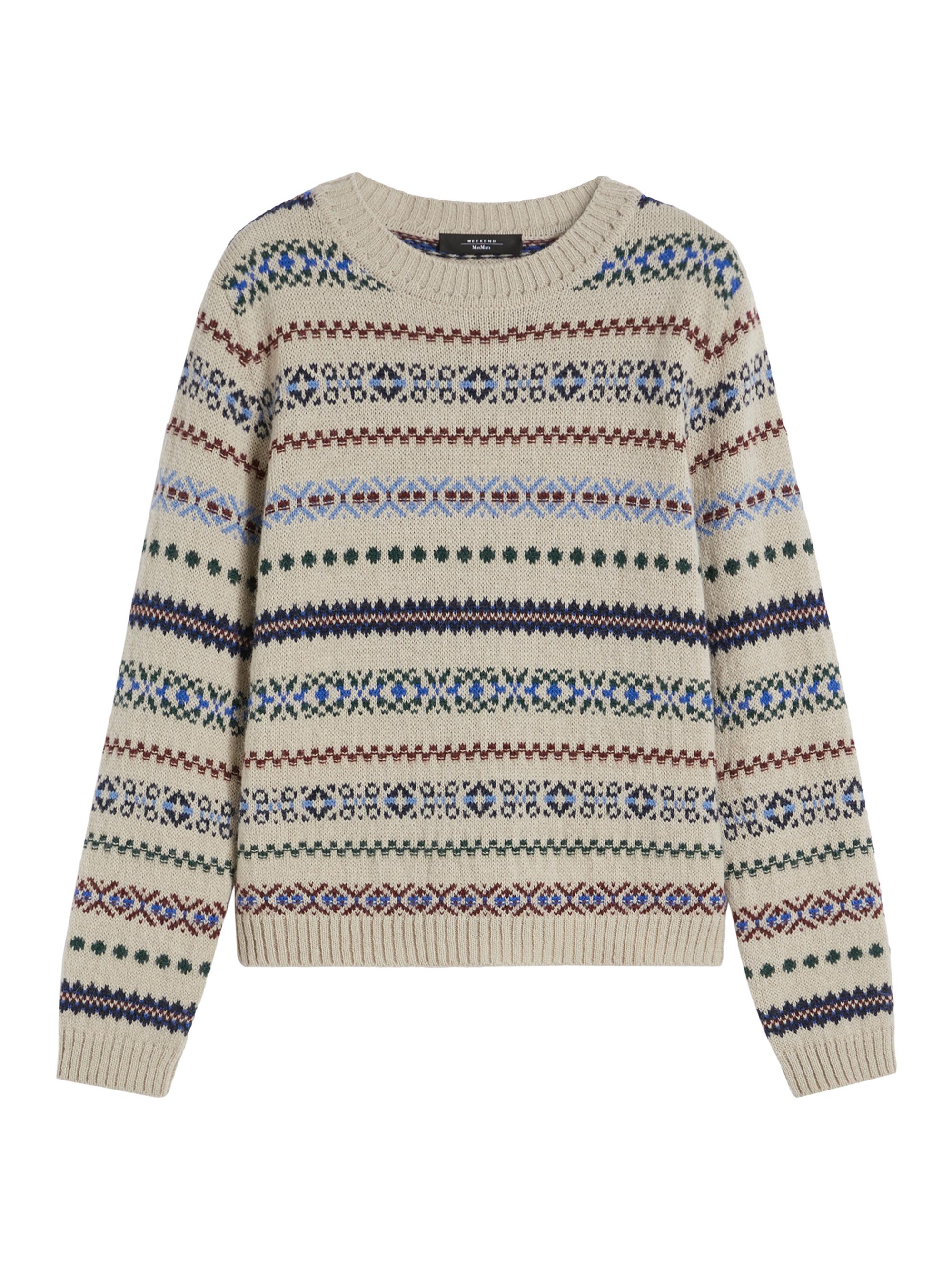 Weekend Max Mara Women's Wool and Alpaca Jacquard Jumper - Ecru Jacquard
