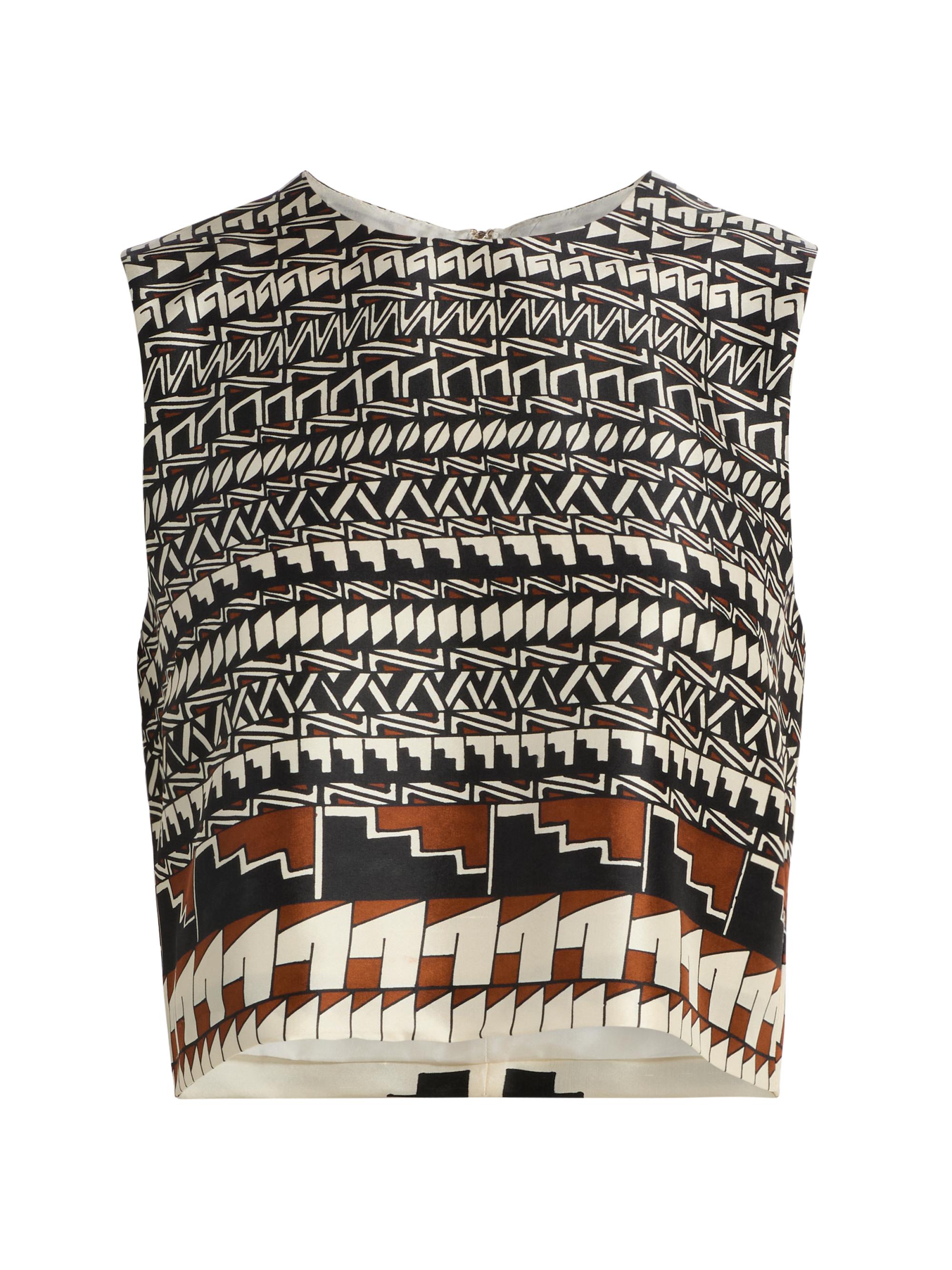 Heirlome Women's  x Alex Jurado Geometric Silk Crop Top - A Jurado Print