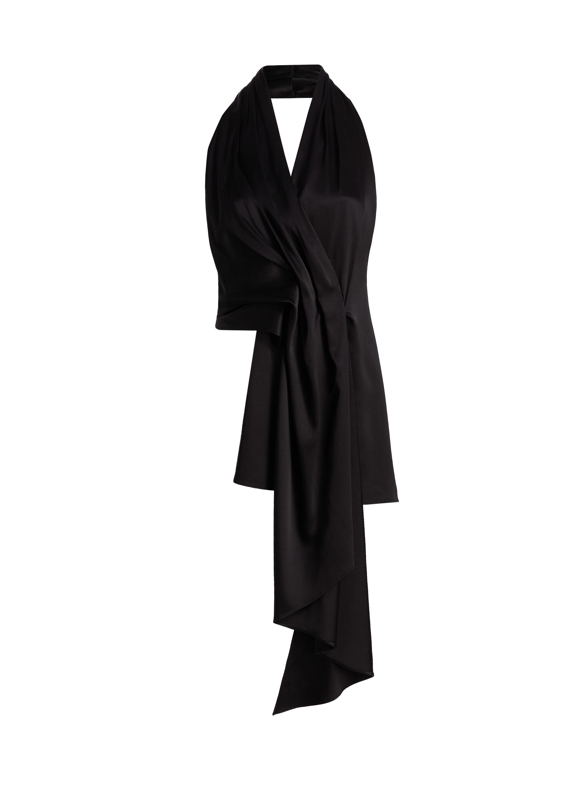 Heirlome Women's Barbara Satin Asymmetric Halterneck Top - Black