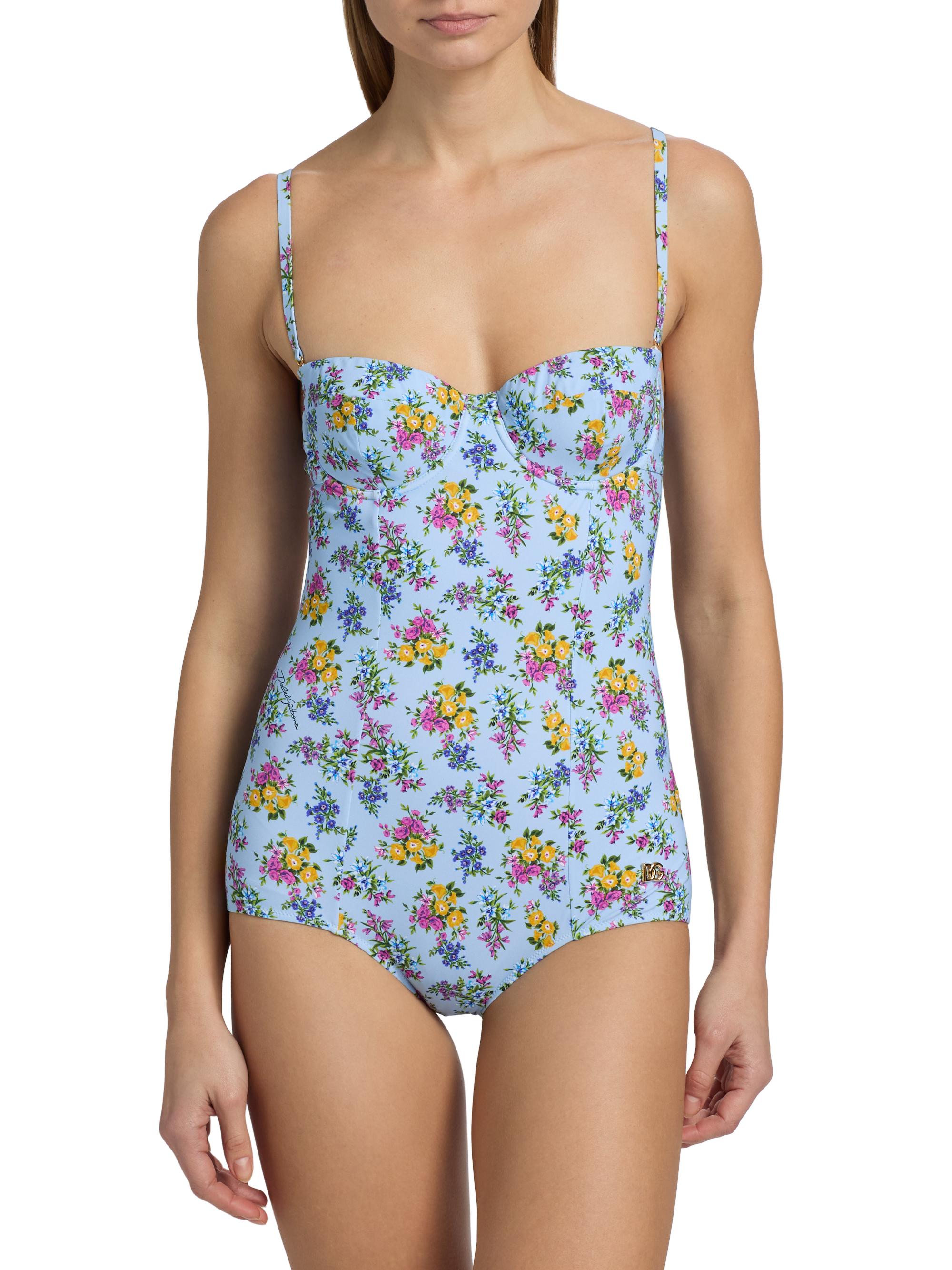 Dolce&Gabbana Floral One-Piece Balconette Swimsuit | Saks Fifth Avenue