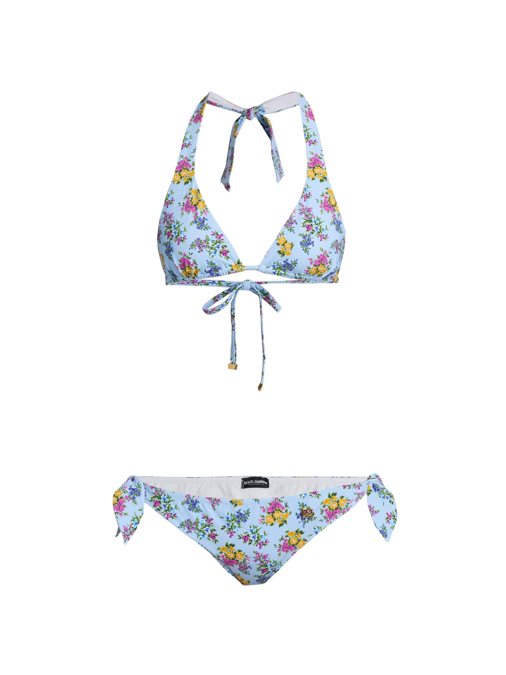 Dolce & Gabbana Women's Floral Tie Bikini - Blue